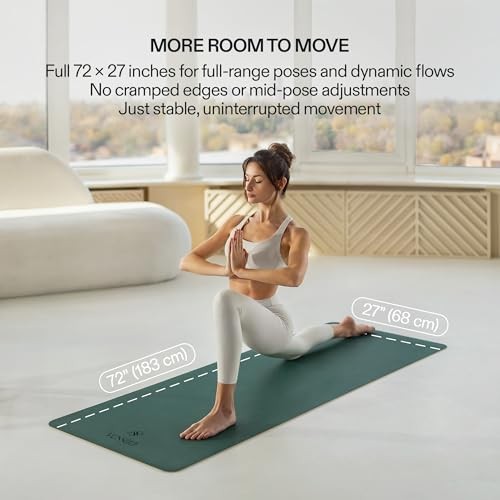 Premium Yoga Mat – Sweat-Activated Non-Slip PU Grip I Natural Rubber Dark Green