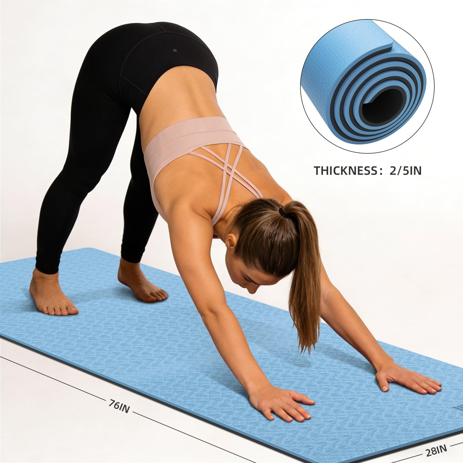Extra Long Yoga Mat for Tall Men & Women, 10mm Thick 76x28in Non Slip TPE Exe…