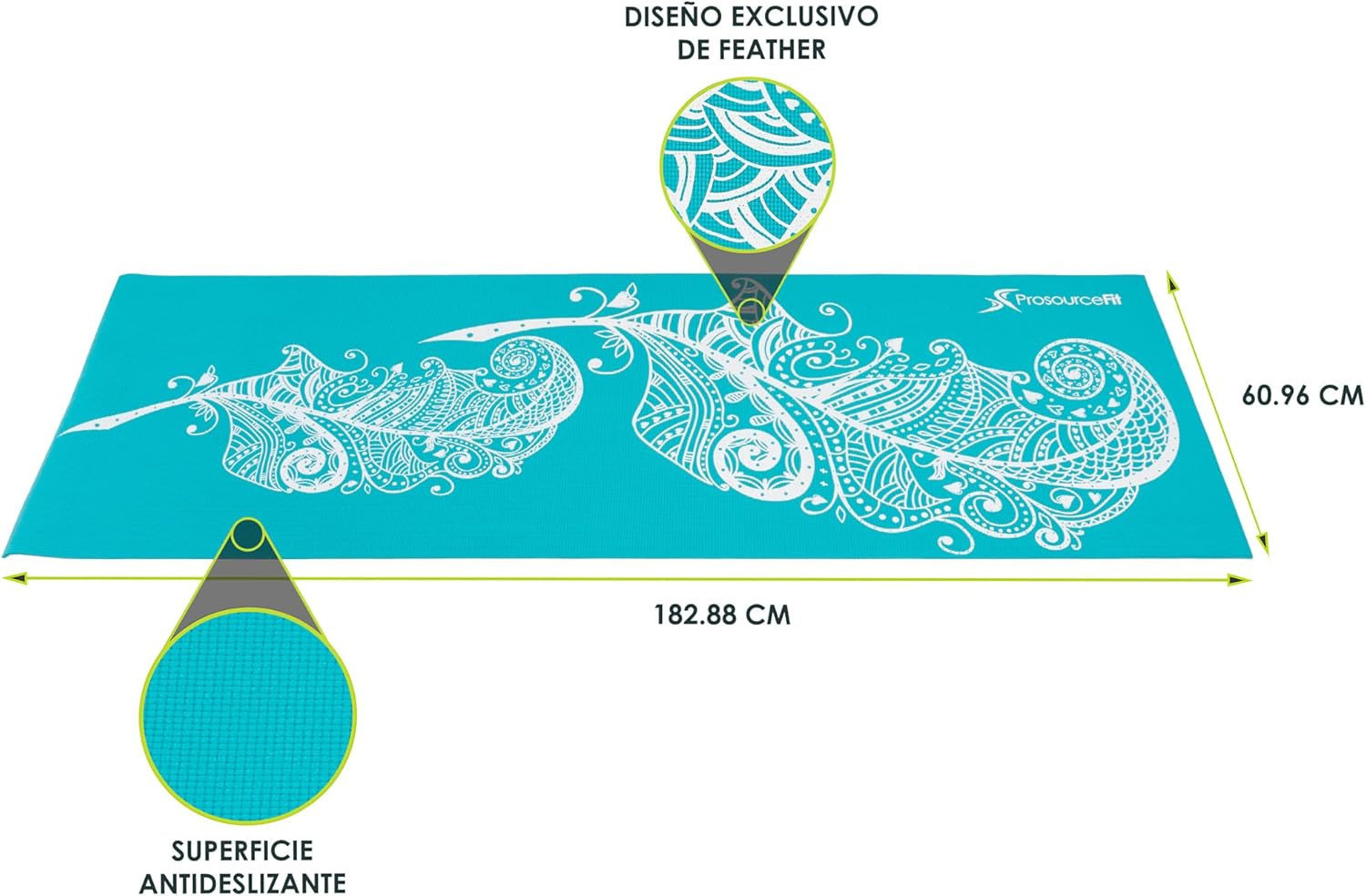 Feather Yoga Mat 3/16″ (5Mm) Thick Workout Surface with Exclusive Printed Design