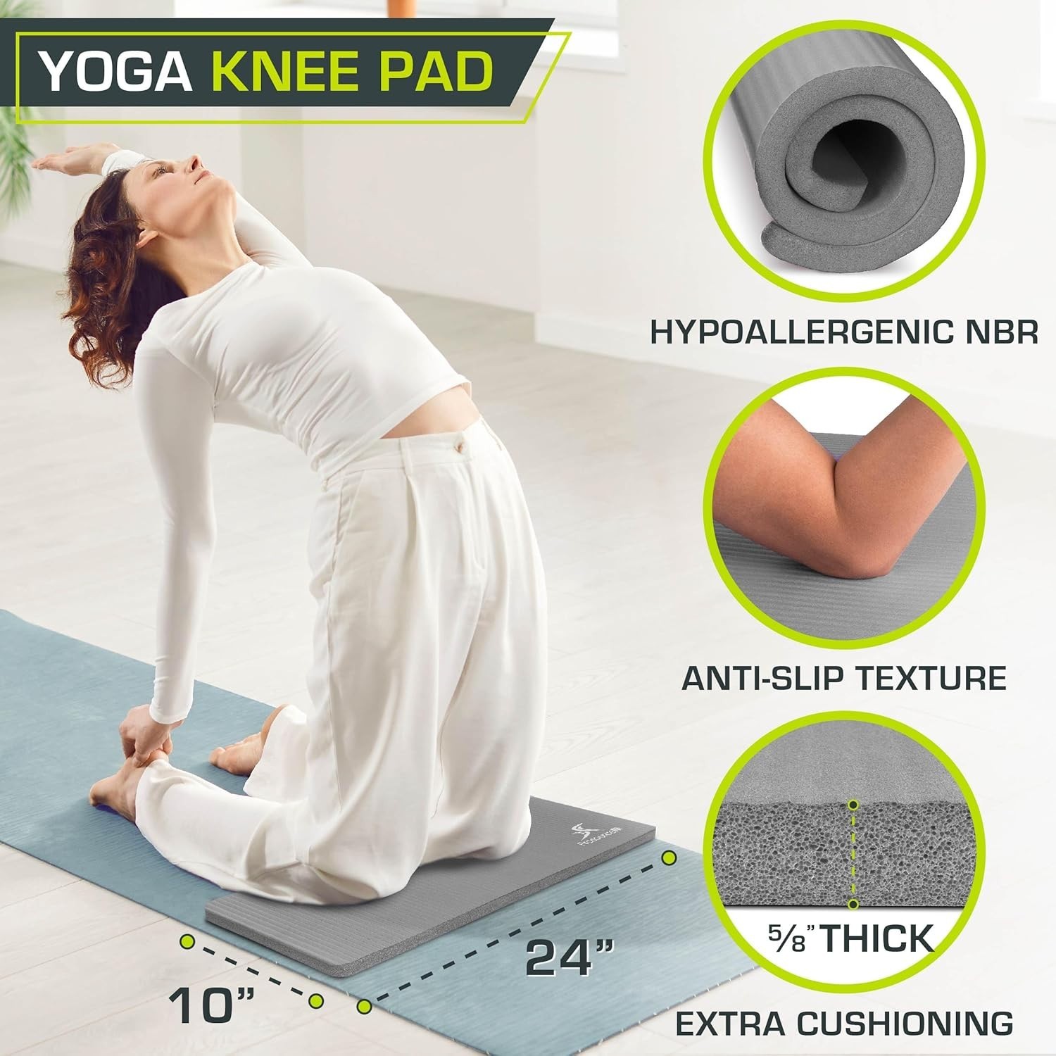 Slip-Resistant 15mm Yoga Cushion – Lightweight Elbow and Knee Support for Travel