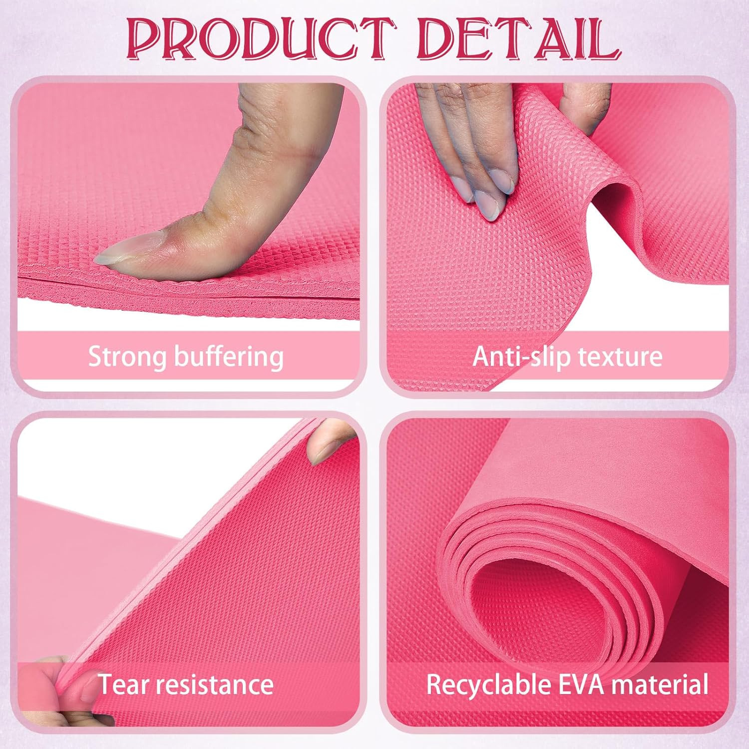 10 Pack Yoga Mats Bulk, 68” X 24” X 4Mm Thick Yoga Mats for Kids and Adult Gym