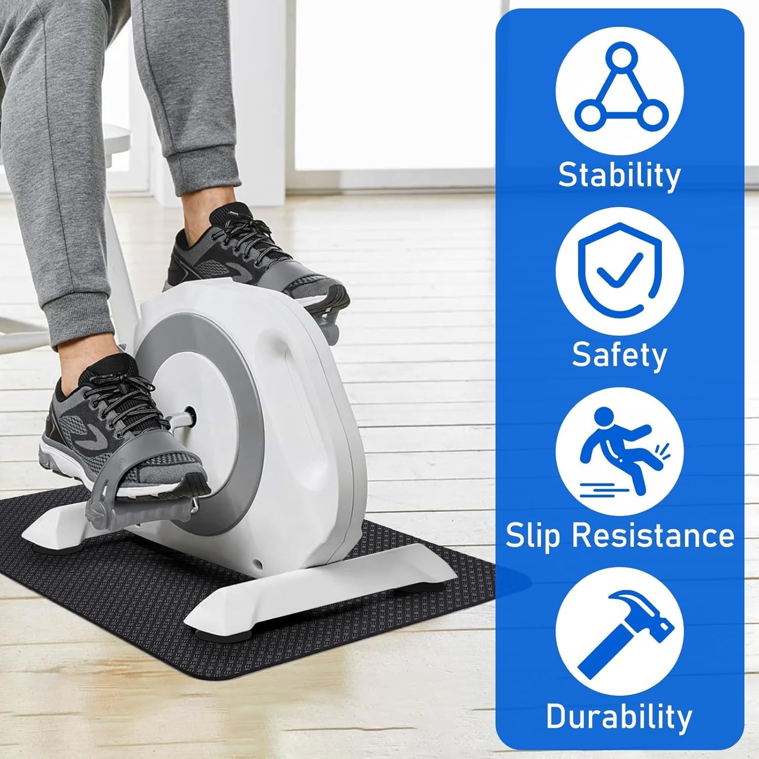 Stability & Protection: Double-Sided Exercise Mat for Under Desk Ellipticals