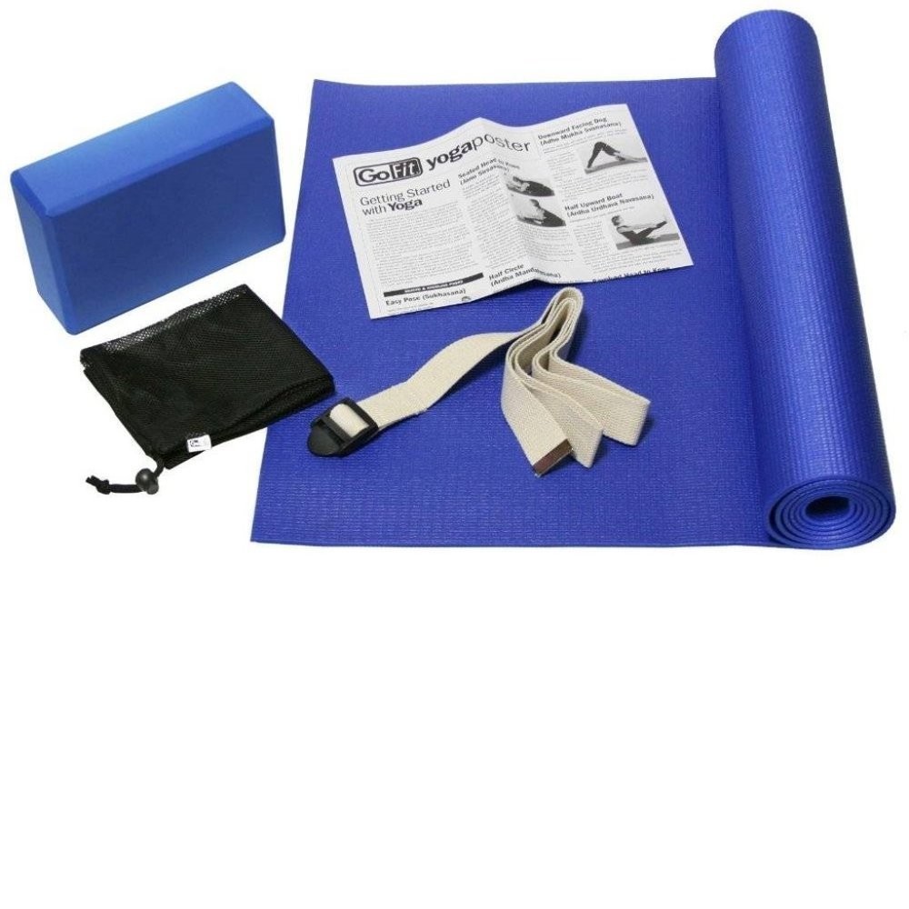 GoFit Yoga Mat Zen 5 Pc Set 68″x24″ Mat, Foam Block, Strap, Bag, Wall Chart