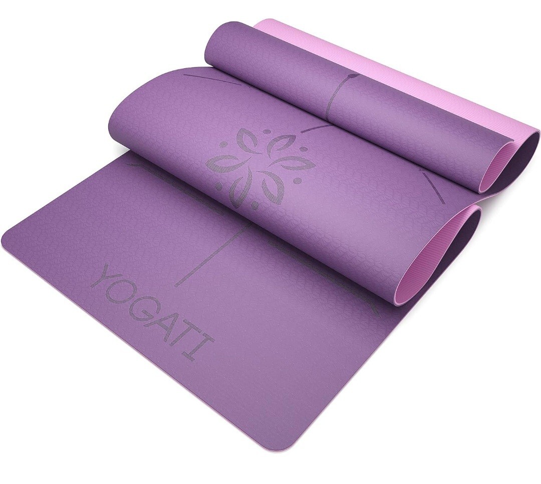 Yoga mats for home workout. Non slip yoga mat with strap. Thick yoga mats for