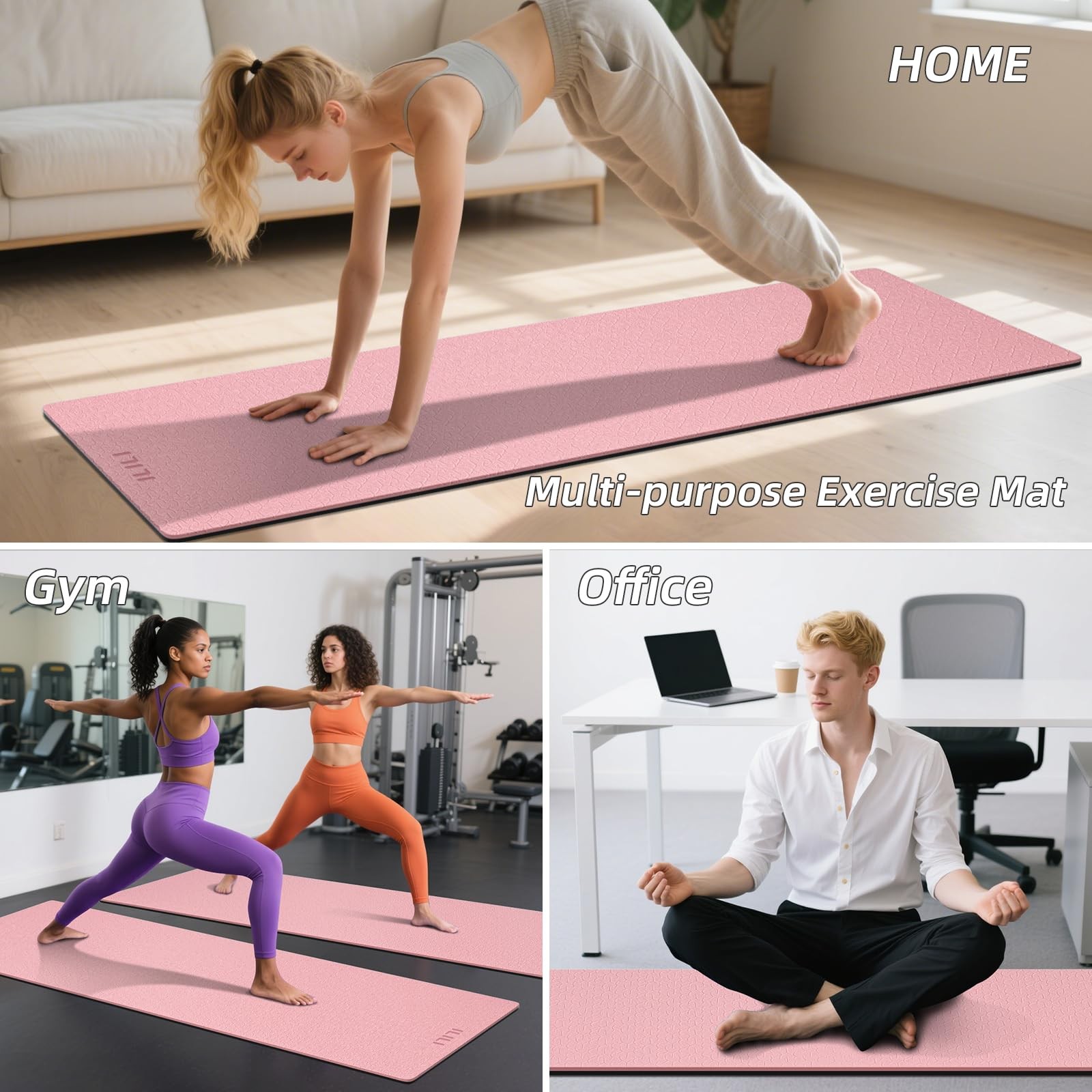 Yoga Mat 10mm Extra Thick and 193cm Extra Long, 76×28×0.4 Inch, Double Color …