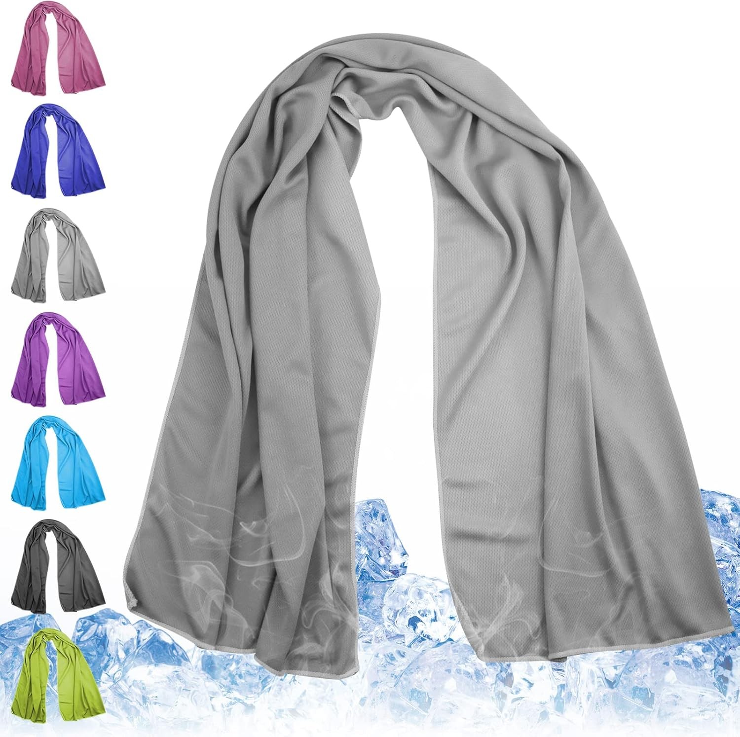 Cooling Towel for Neck and Face – 43.3″ x 15.7″ – 43.3X15.7, Light-gray
