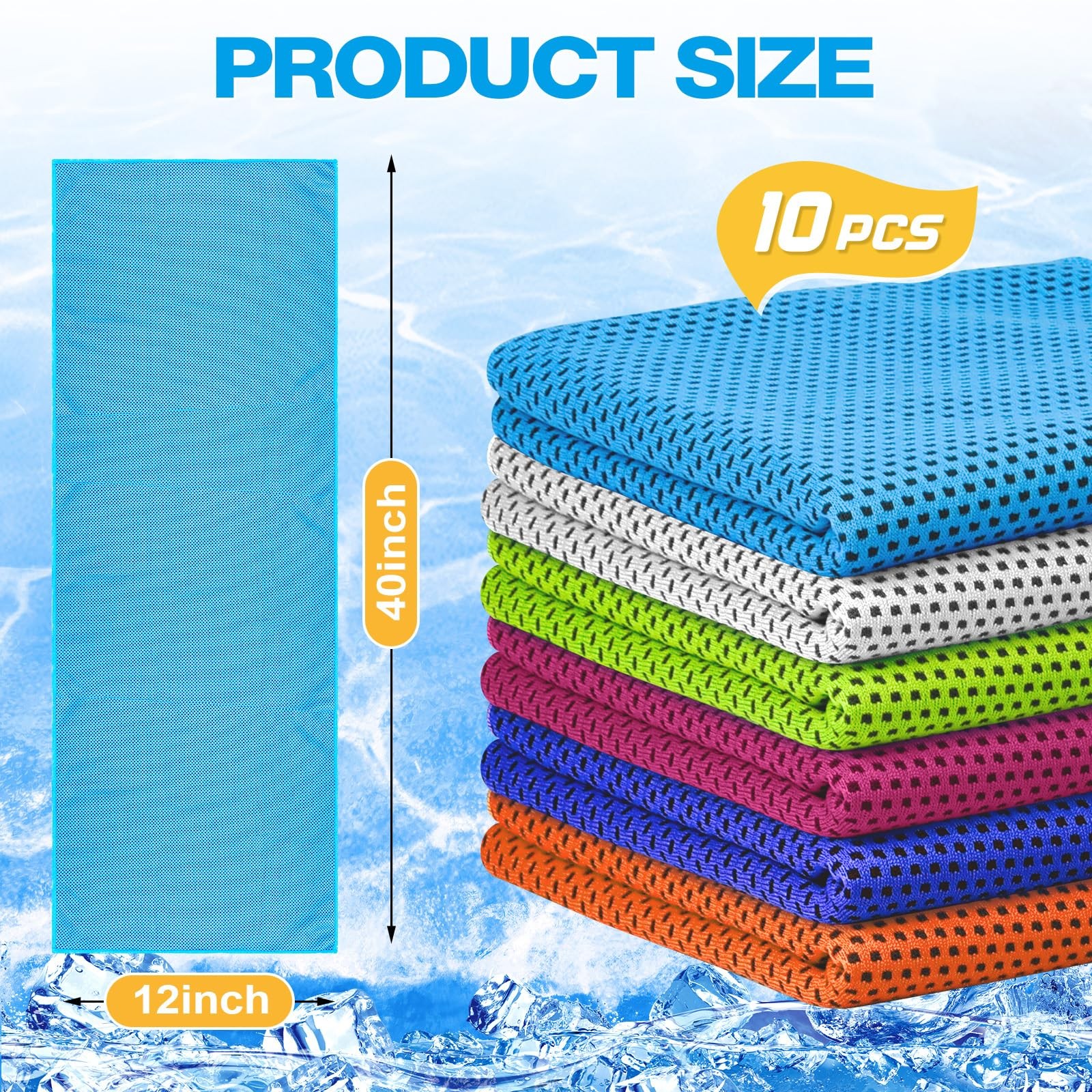 MENOLY 10 Pack Cooling Towels, 40″x12″ 10 Pack, 10 Pack（carrying Bag）