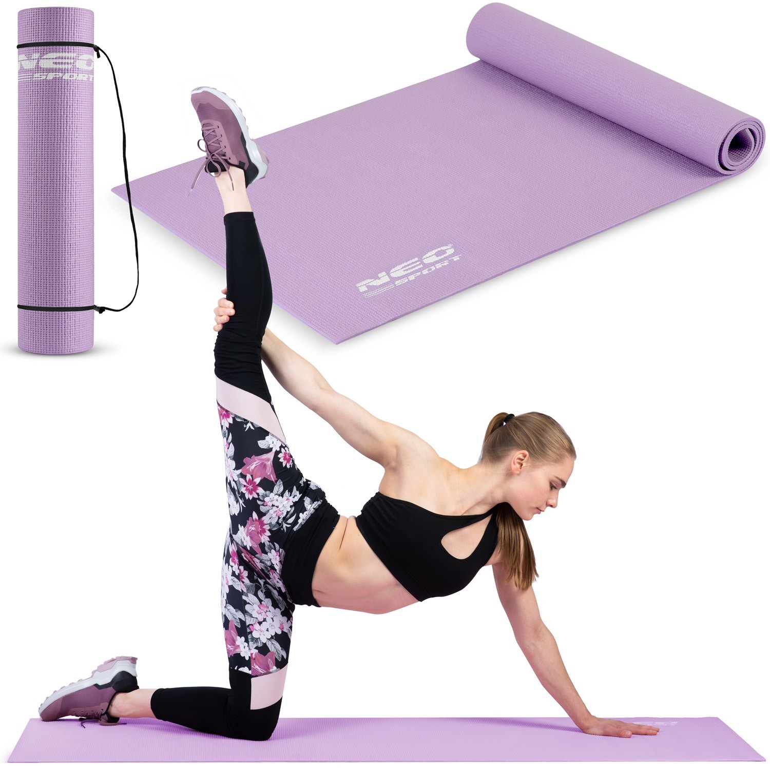 Neo-Sport Fitness Mat 173x61cm Purple – Non-Slip & Waterproof, Ideal