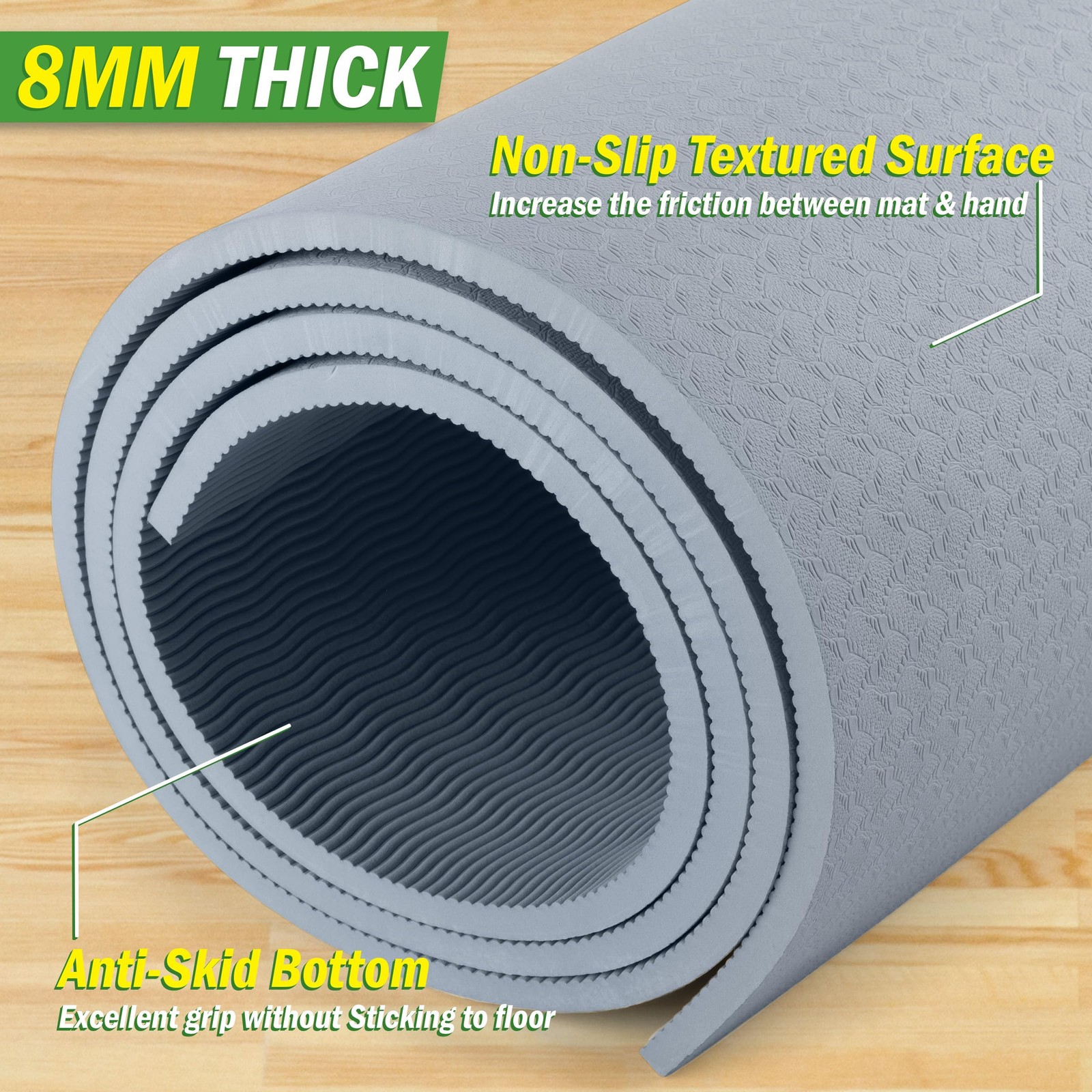 Large Yoga Mat – 6’x4’ Wide Exercise Mat – 8mm Thick Waterproof Non-Slip Work…