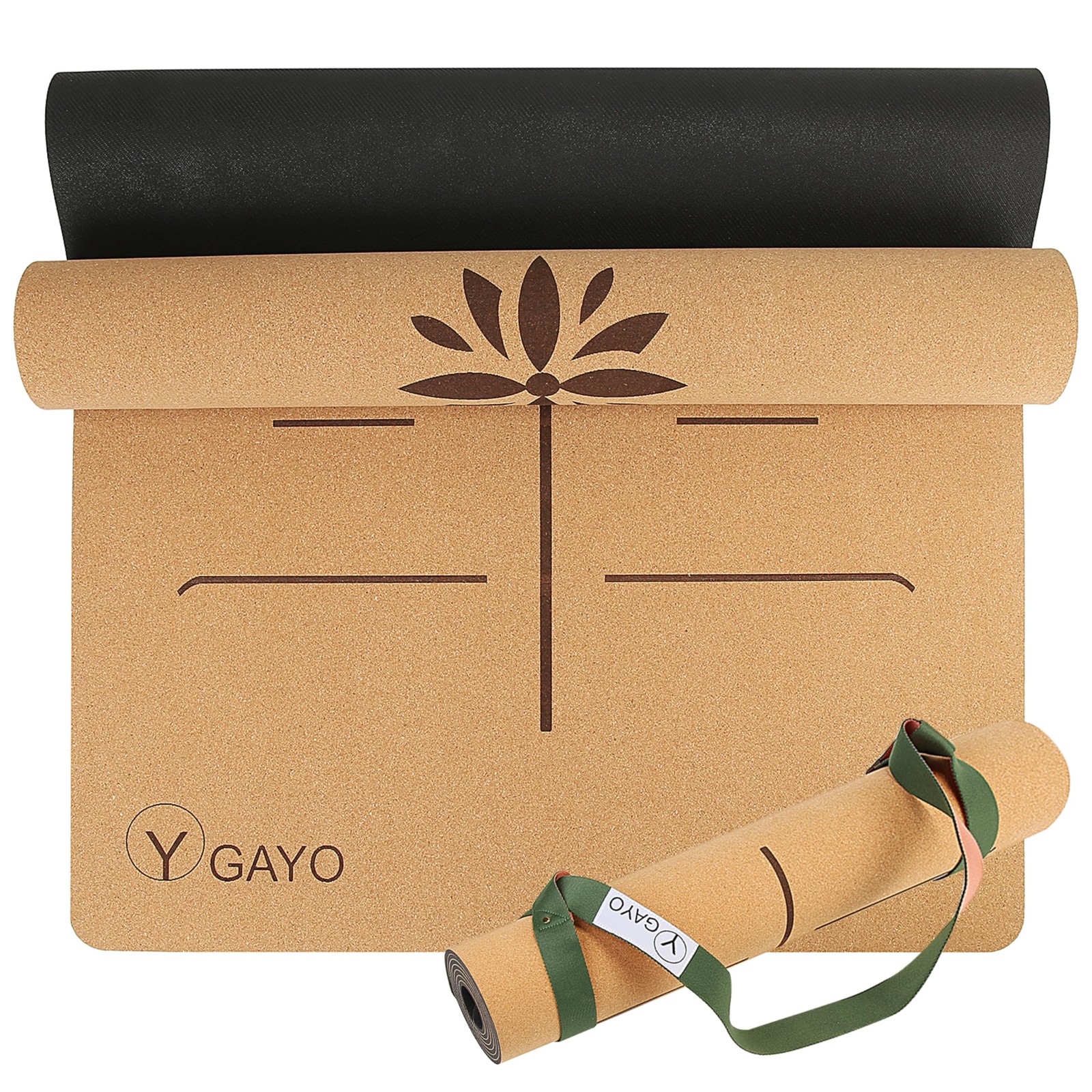 Premium Yoga Cork Mat | 5mm Thick Natural Tree Rubber Base and Bigger Mat for…
