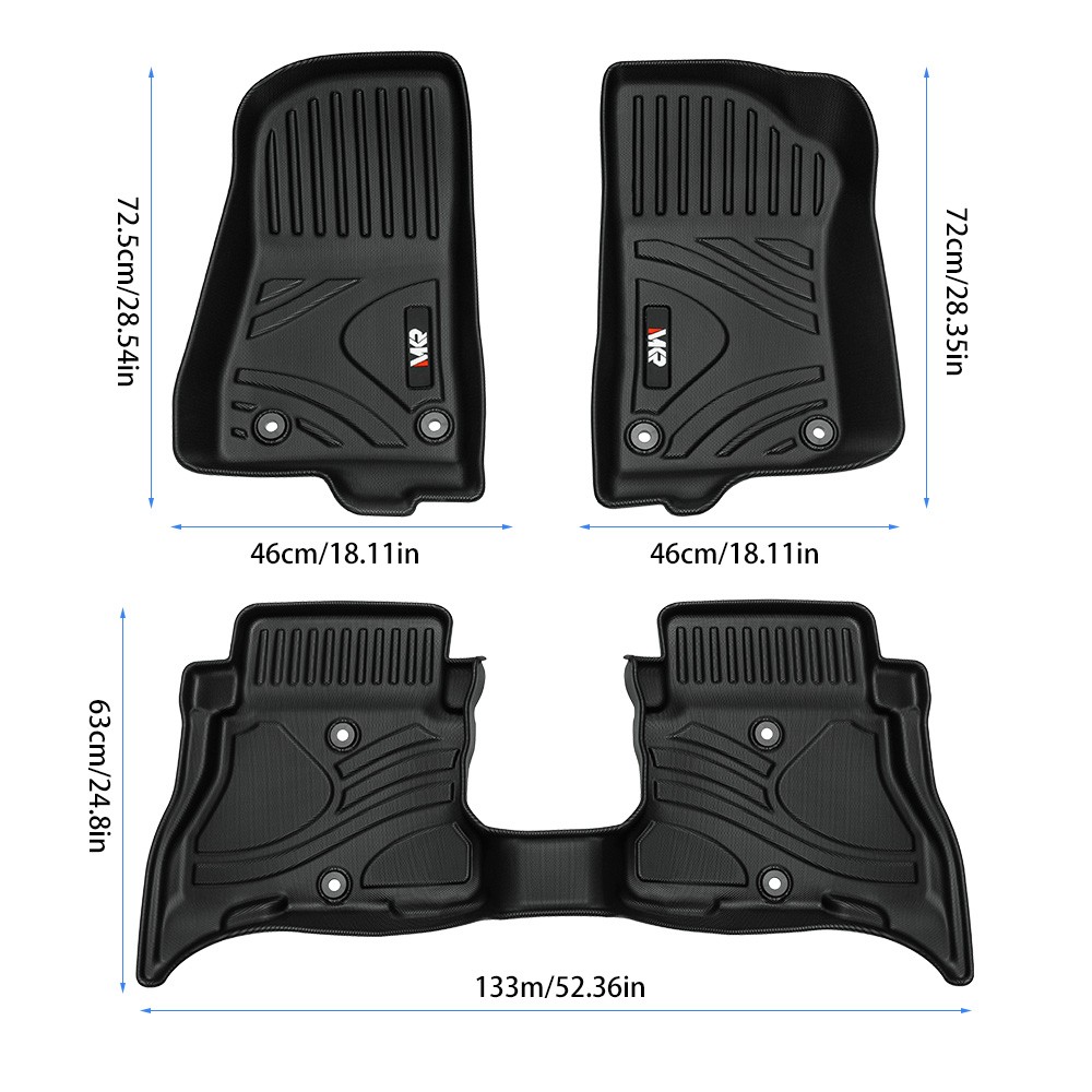 MKR Non-Slip Durable TPE ECO Car Floor Mat Compatible With Jeep Wrangler JL 4xe