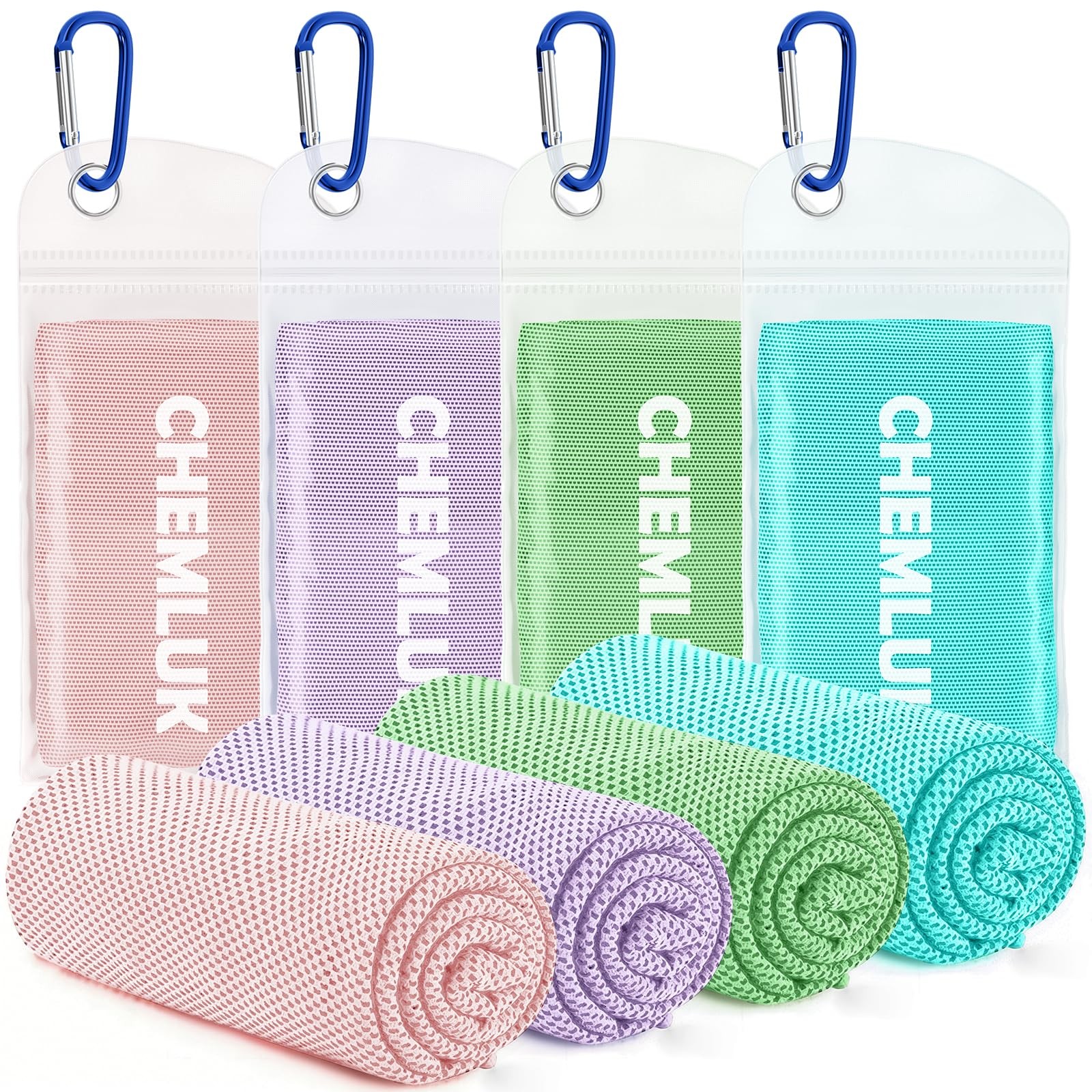 CHEMLUK 4 Packs Cooling 40*12Inches, 4/Macaron-pink/Lavender/Mint/Blue