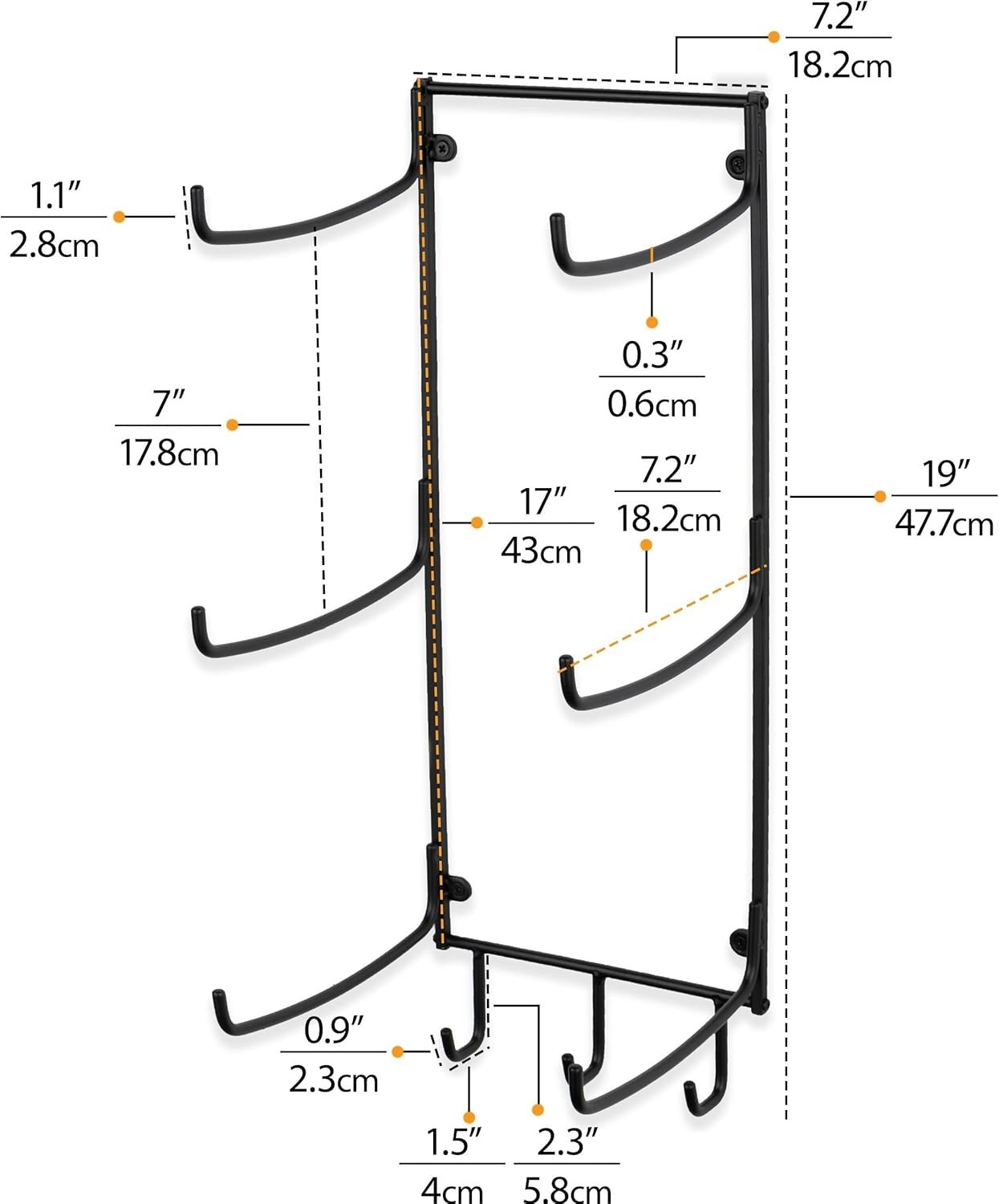 Guru Yoga Mat Holder Wall Mount with 3 Hooks for Hanging Yoga Strap, Resistan…
