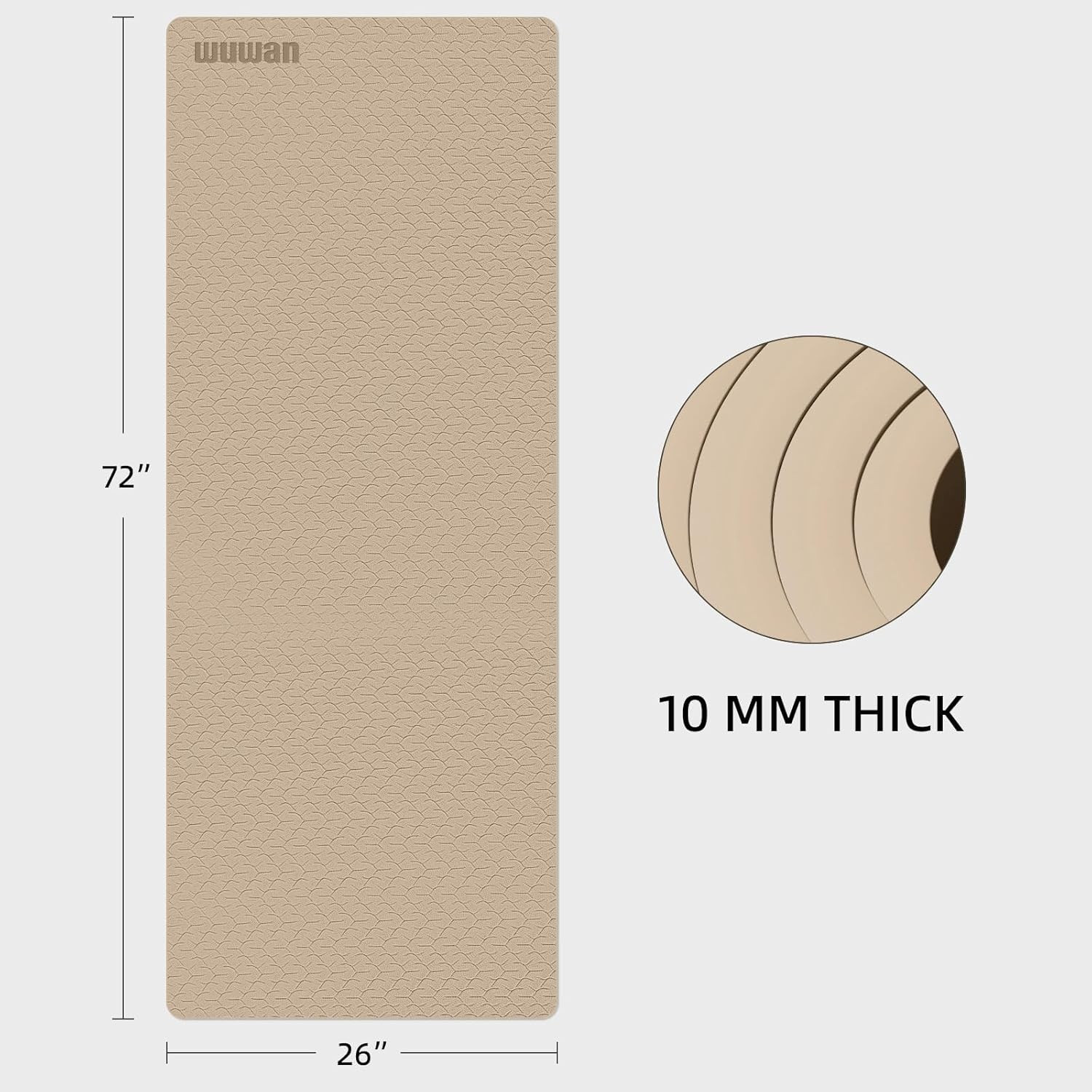10 Mm Yoga Mat 72″X26″ TPE Non-Slip Exercise Mat 0.4″ Thick, Easy-To-Carry Fitne