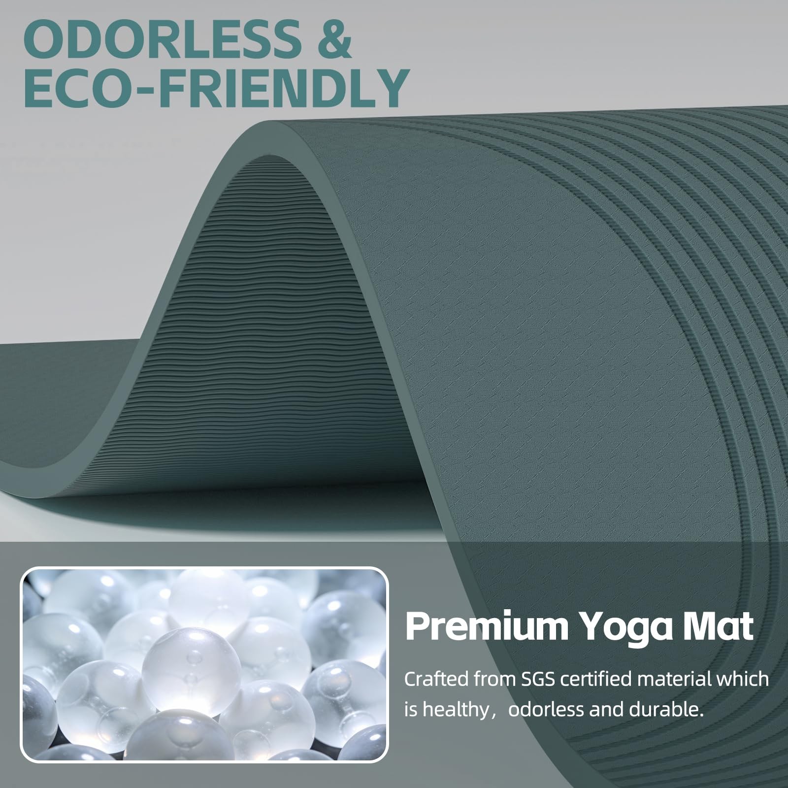 Large Yoga Mat, 72″ x 36″ x 2/5″（10MM） Thick Non-Slip Exercise Mat, SGS-Certi…