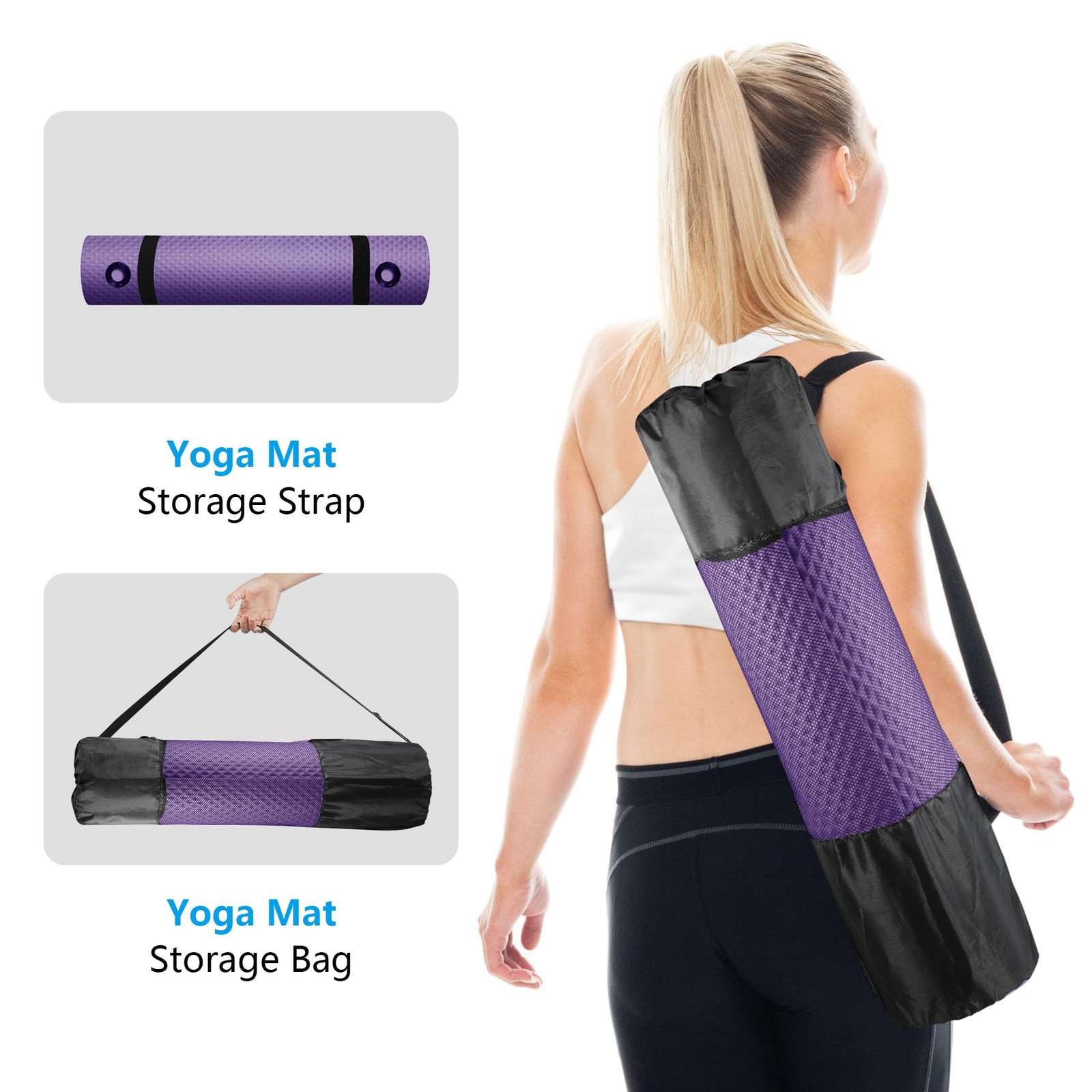 Yoga Mat 72.8″ x 31.5″ x 2/5 inch Thick With Strap and Bag, Extra Wide Workou…