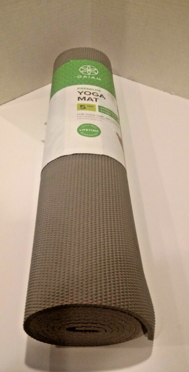 Gaiam Premium Print Yoga Mat 5MM Stabilizing Grip – Extra Thick 68″ x 24″ Gray
