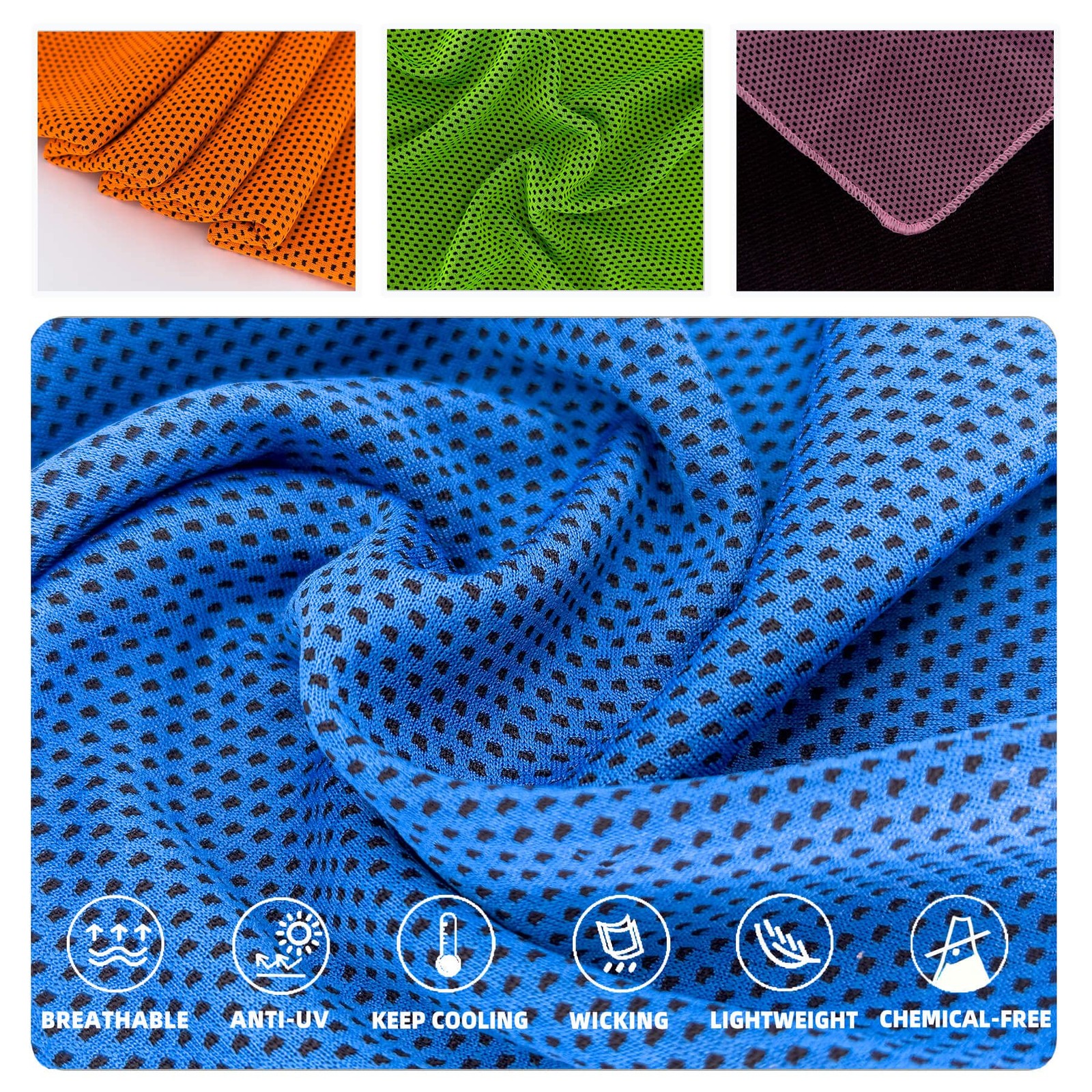 AWOWZ 10 Pack Cooling Towels, Soft Breathable Sweat Ice 10 Pack, Assorted