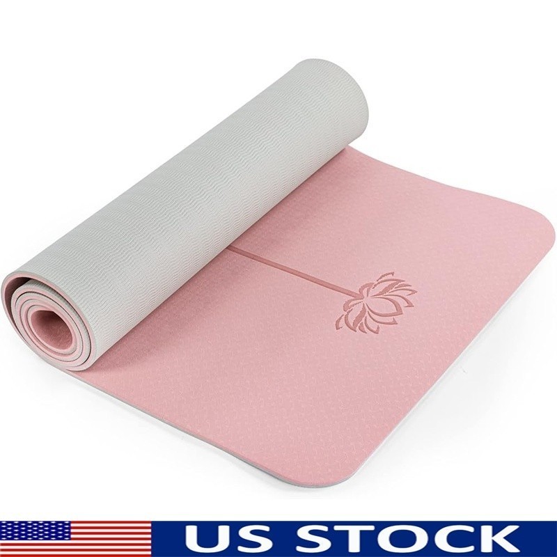 Eco-Friendly TPE Yoga Mat Double Non-Slip Design W/ Carry Strap & Storage Bag US