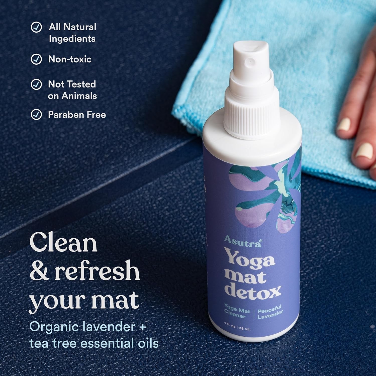 Deep-Cleansing Yoga Mat Cleaner Spray – 4 oz Lavender Aroma, Eco-Friendly