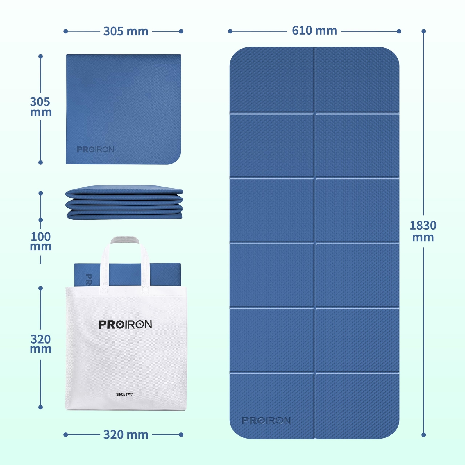 PROIRON Foldable 72“x24″x0.24”(6mm) TPE Yoga Mat,NOT PVC!!!-Folding