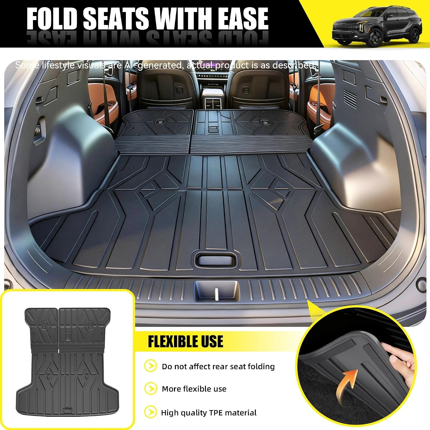 Floor Mats for 2026 Kia Sportage Gas 2023-2026, Full Coverage All Weather Floor