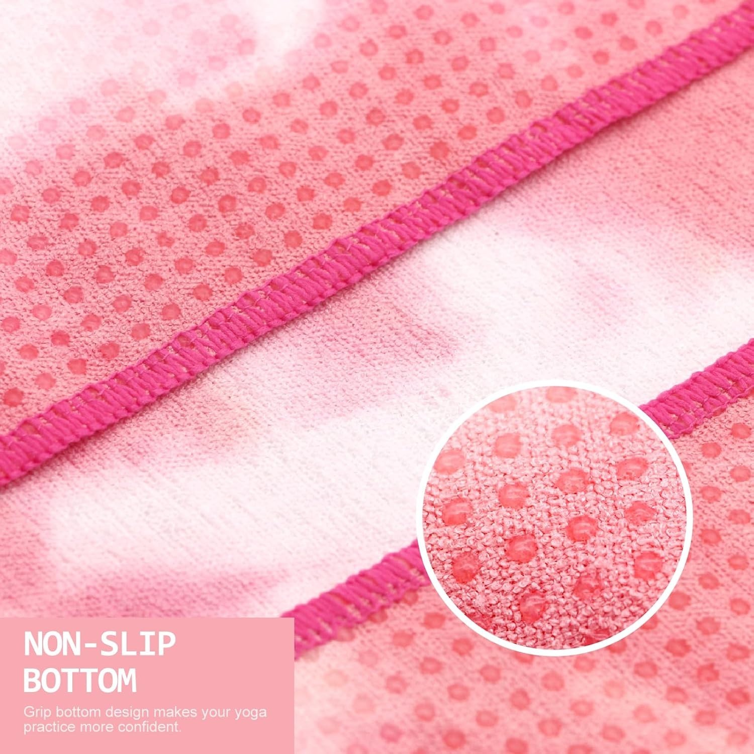 Super Absorbent Yoga Mat Towel with Grip Dots – 72″ x 24″ Red & White