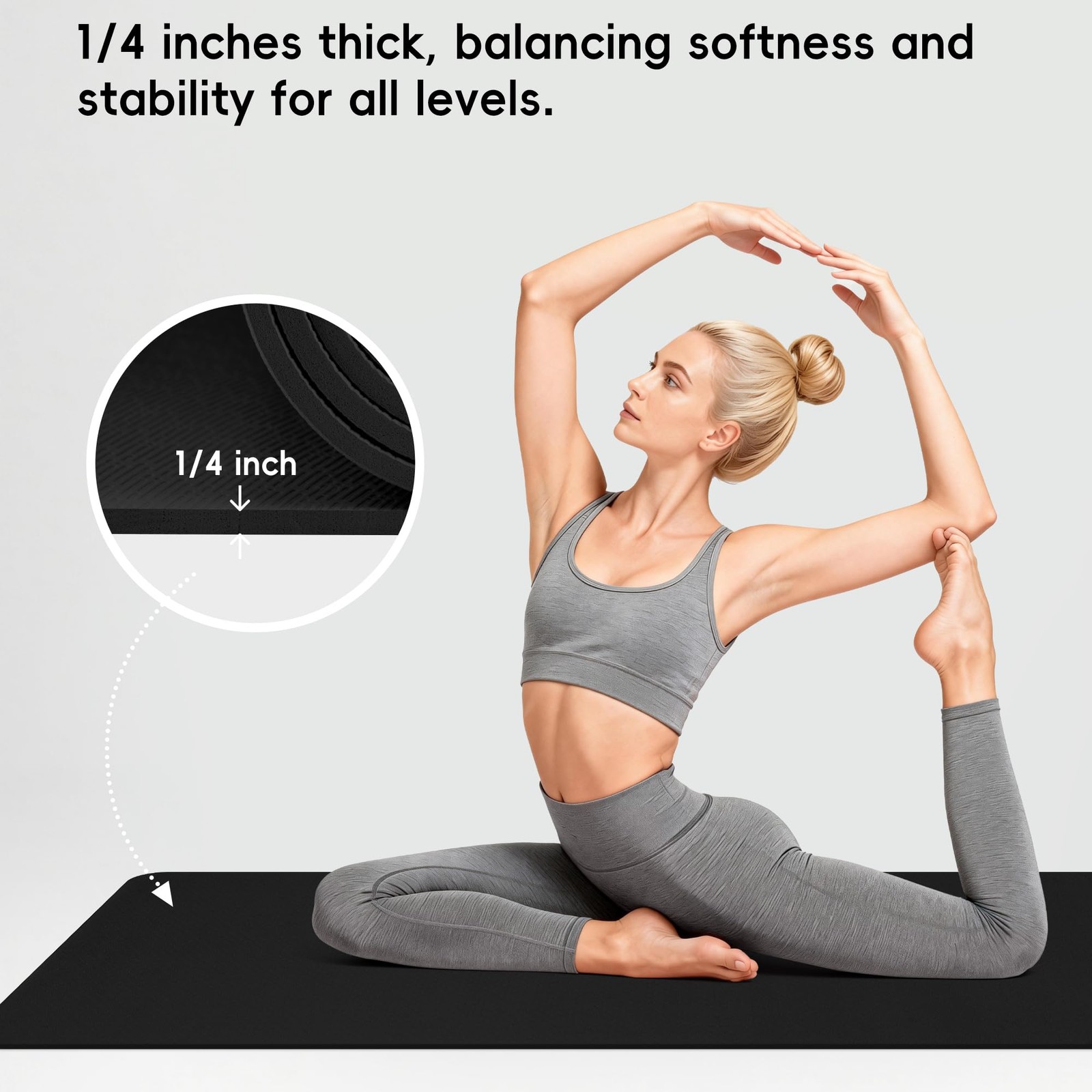 Extra Wide Yoga Mat 72″ x 32″, 6mm Non Slip TPE Exercise Mat with Carrying St…
