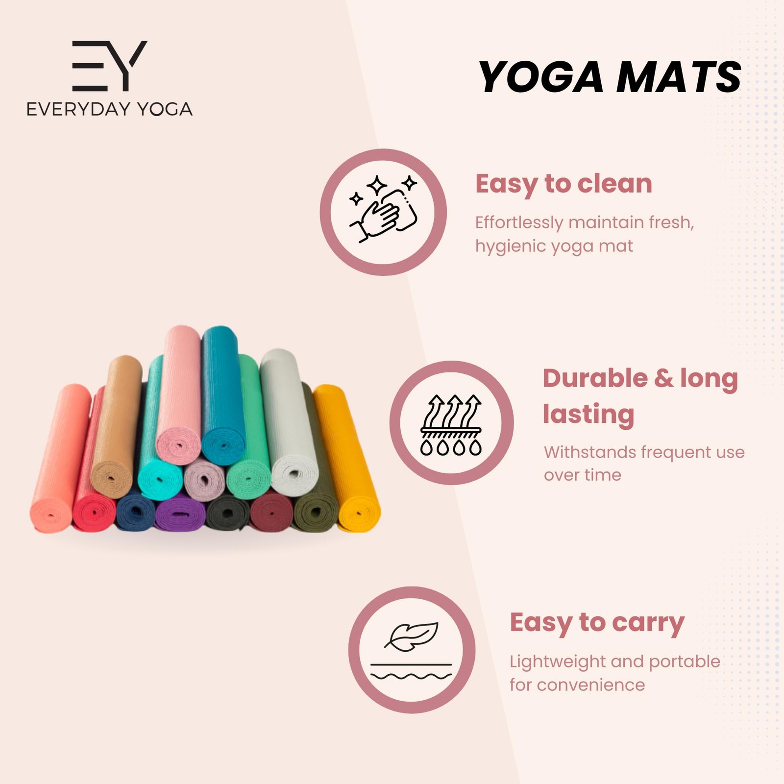 Everyday Yoga Deluxe Mat, Spacious 72″x24″ Non-Slip Yoga Mat for Comfortable …