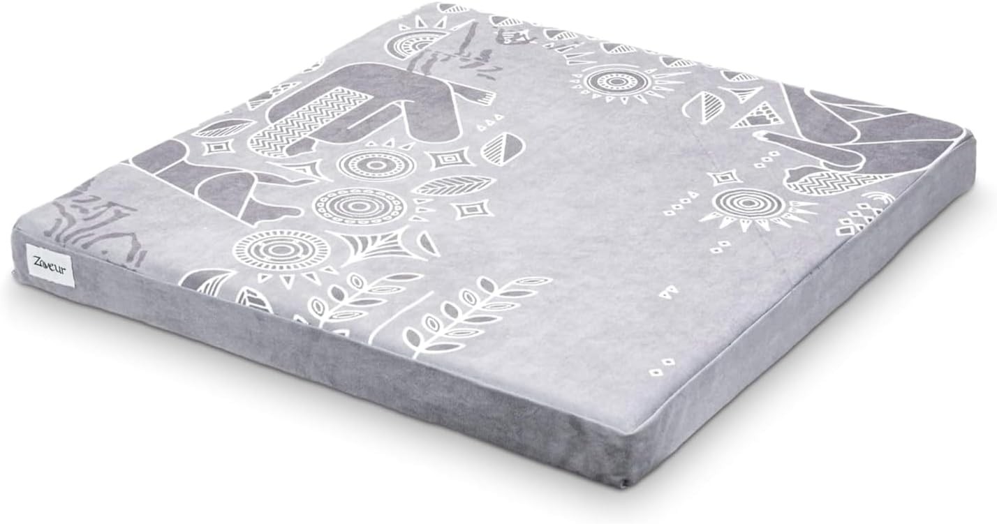 Royal Court Meditation Mat With Velvet Cover – 24″ x 24″ Square Zabuton Thick