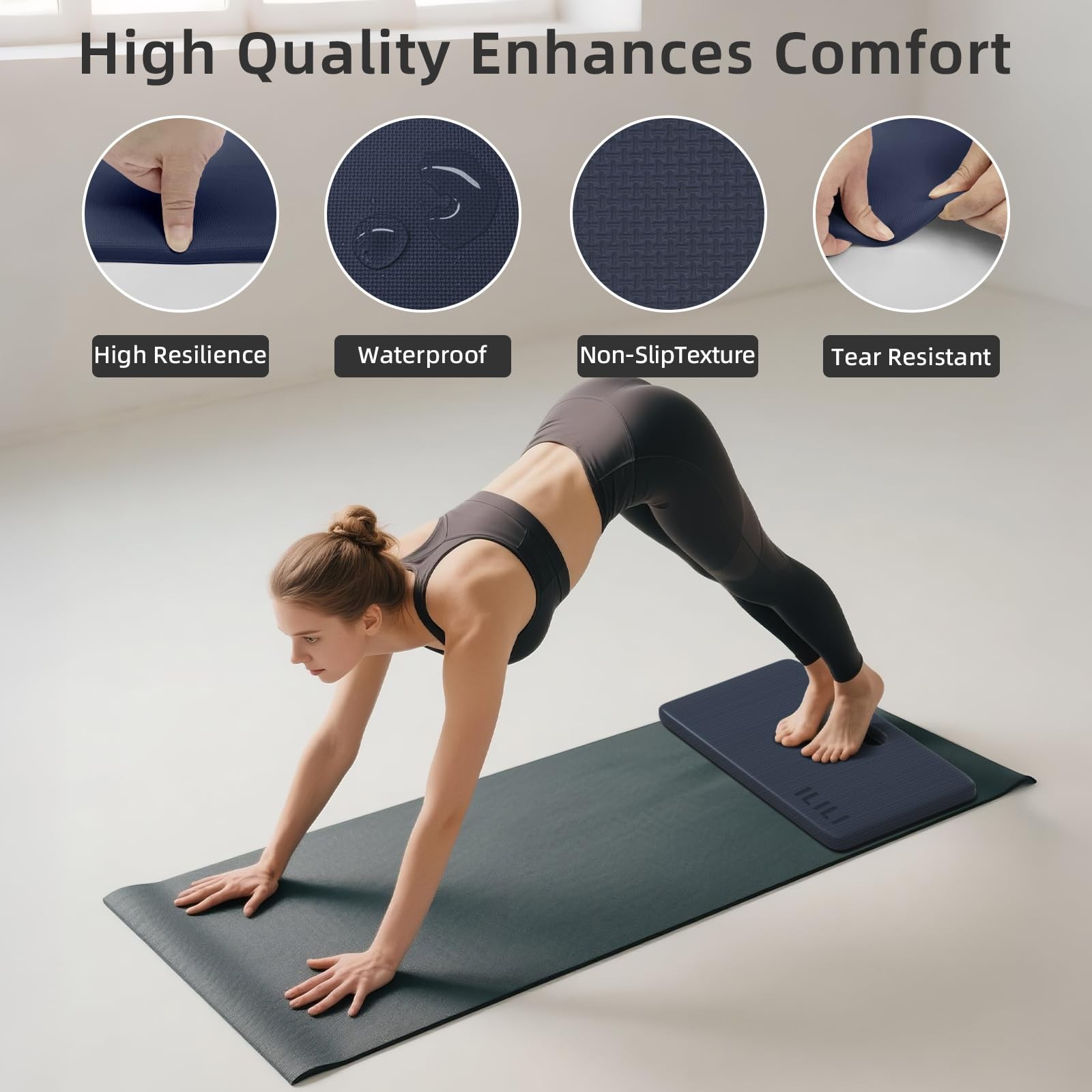 Yoga Knee Pad Foldable, TPE Soft Pad 24*17*0.5inch (Folding Size 17*12*1inch)…