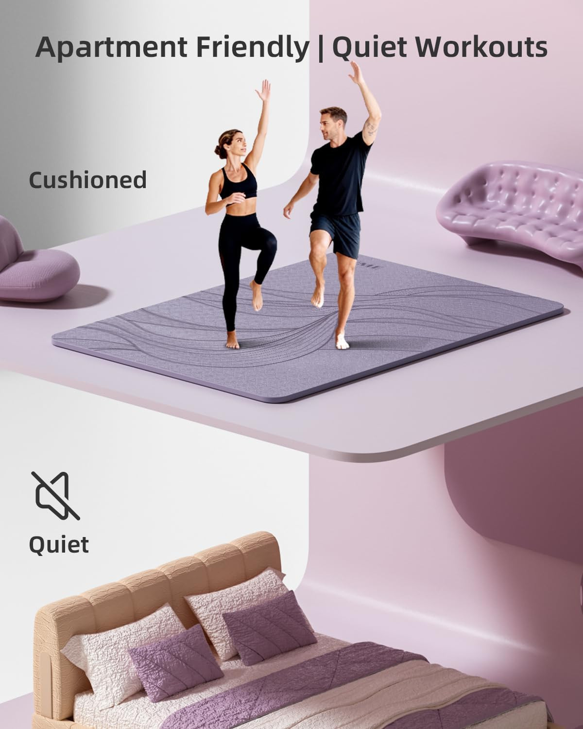Extra Thick Non-Slip Yoga Mat 75.5″X47.6″ | 10mm TPE for Home Workouts