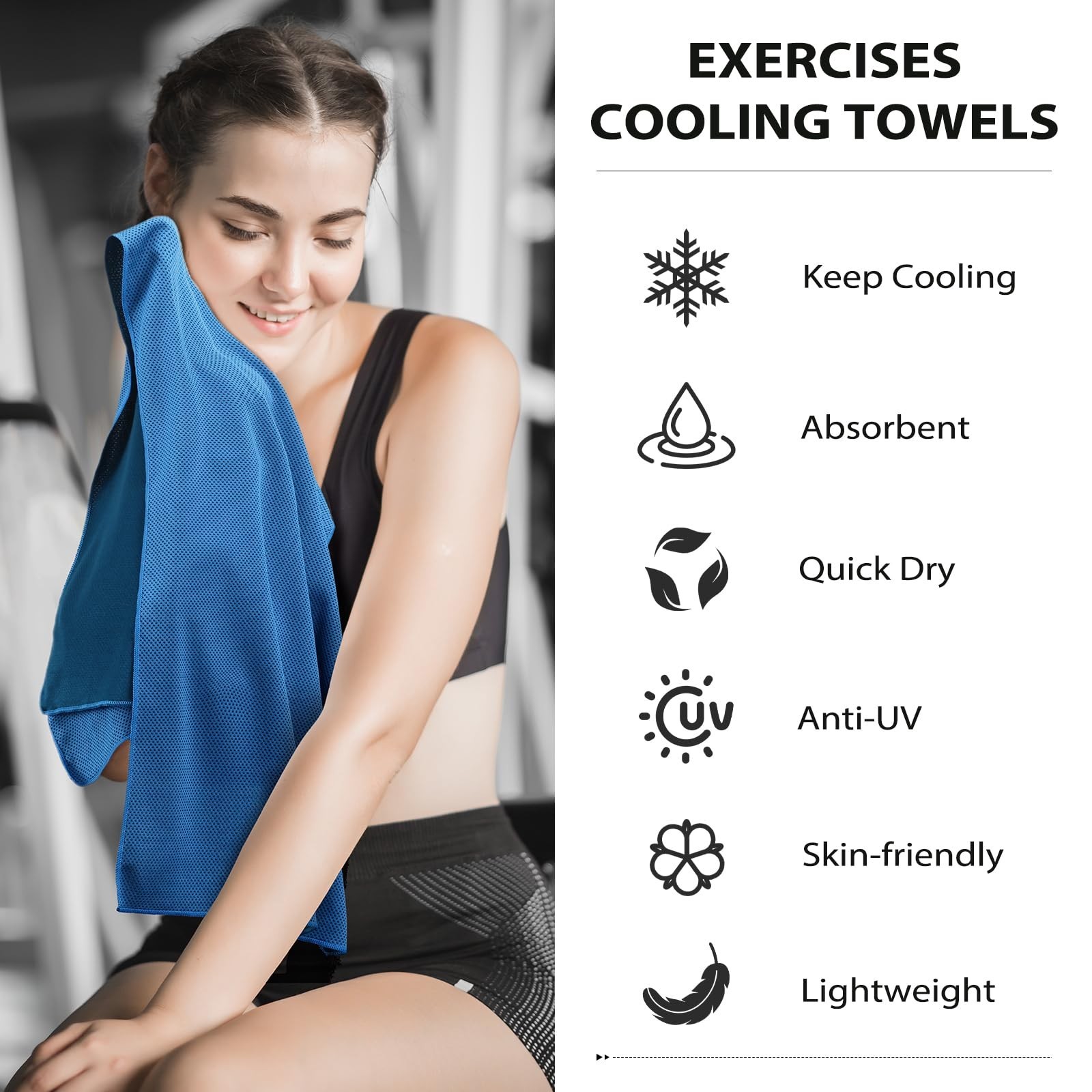 Cooling Towels – 5 Pack Gym Towels, Gym Towel for Working Out, Yoga Towel, Qu…