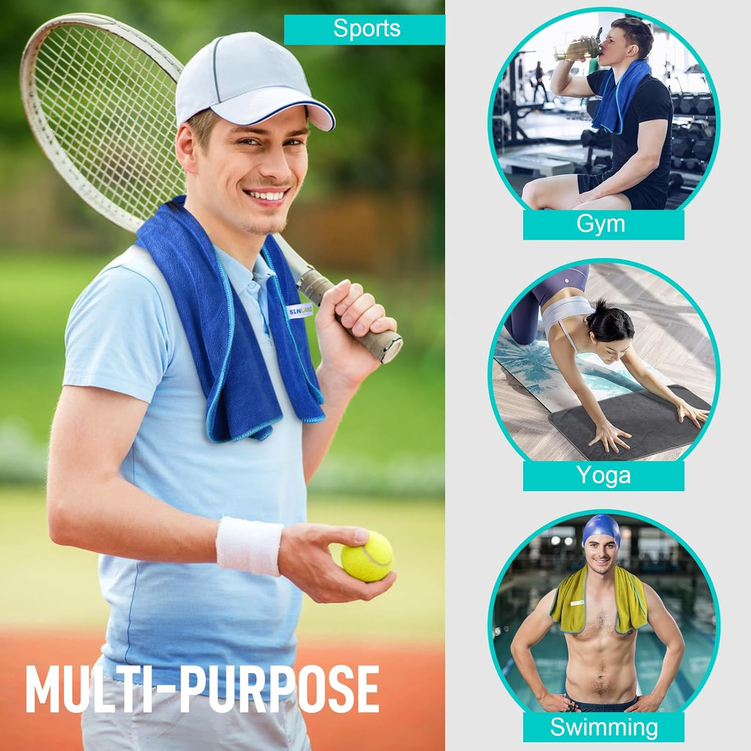 Microfiber Gym Towels Super Absorbent Compact Travel Workout Towel Quick Dry Cam