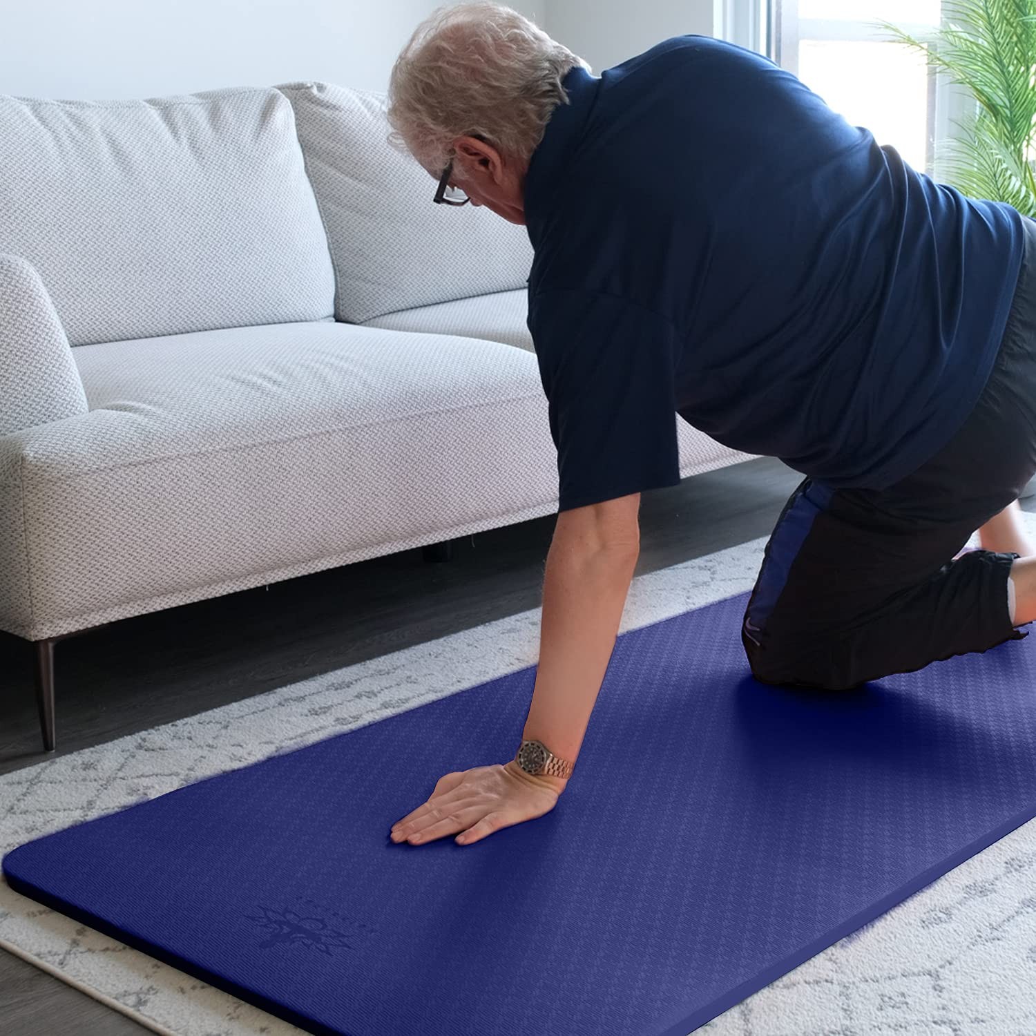4/5 inch TPE Yoga Mat Fitness & Exercise Mats Large Size 72″L x 32″W Non-Slip…