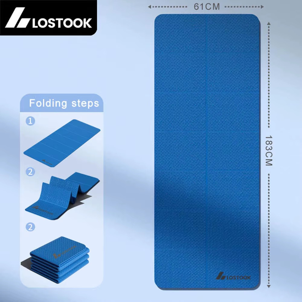 4Mm Thick TPE Foldable Yoga Mat Easy to Store Travel Exercise Mat for Yoga Pilat