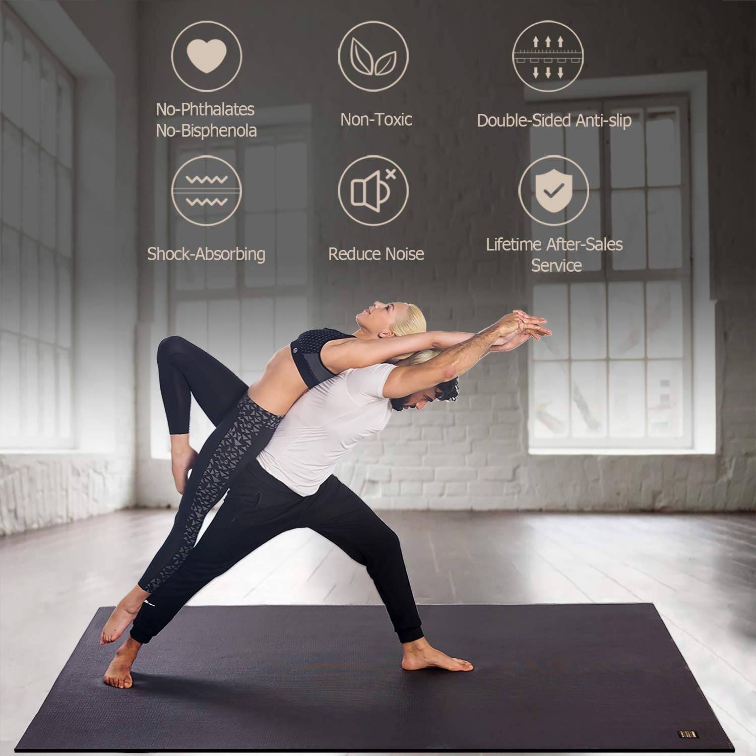 Large Yoga Mat 6’X4’/6’X6’/7’X5′(7Mm/9Mm), Extra Thick Workout Mats for Home Gym