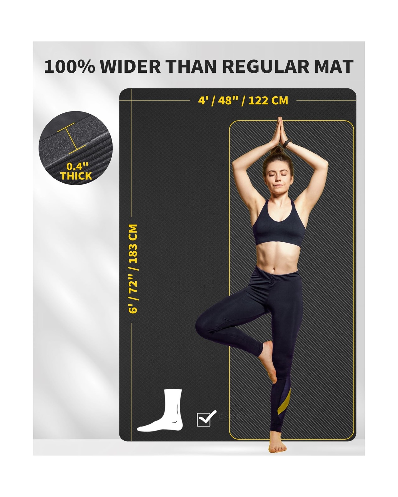 CAMBIVO Yoga Mat 72″ x 48″ Large Workout Mat for Home Gym Flooring | 6mm-12mm…