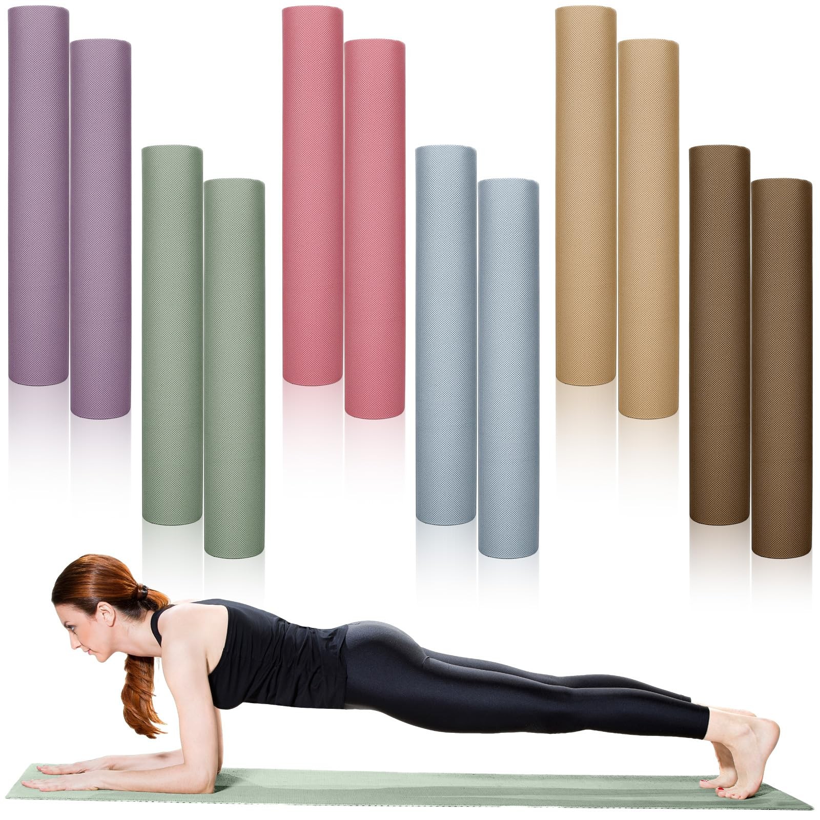 12 Pack 68″ x 24″ Yoga Mat Bulk, 4mm Thick Extra Long Sports Mat Anti Slip Te…