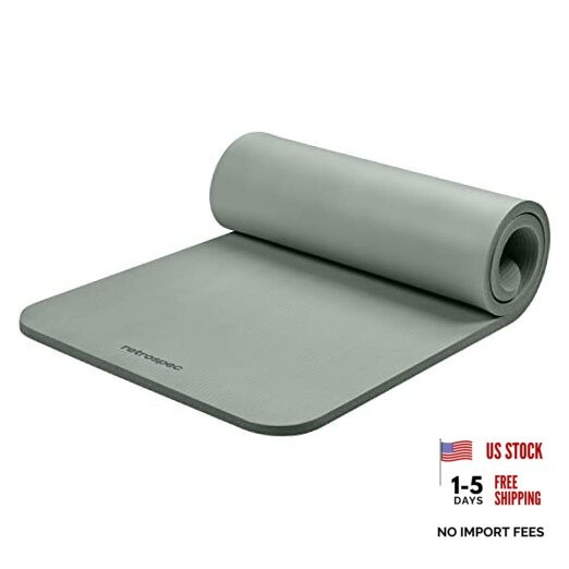 Solana Yoga Mat 1″ Thick w/Nylon Strap for Men & Women – Non-Slip 1″ Sage
