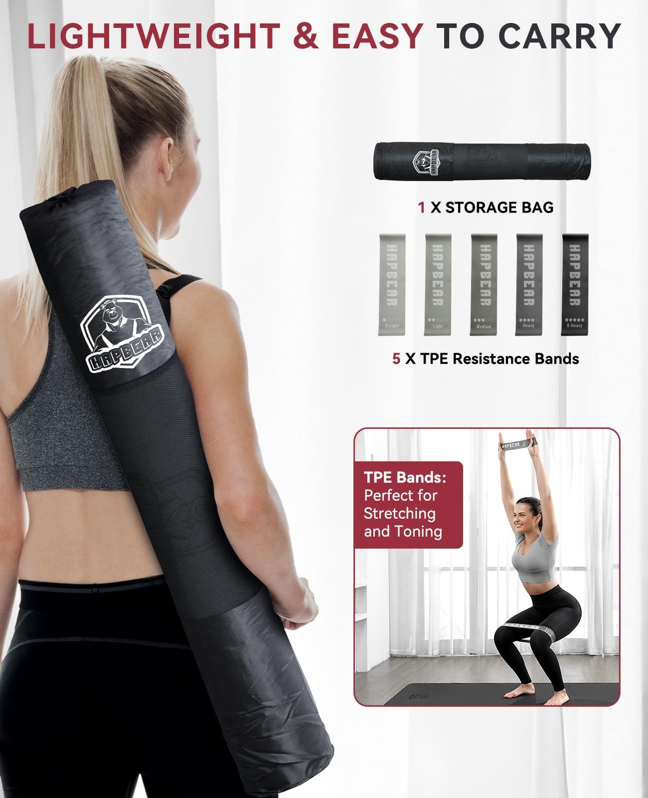 HAPBEAR Large Yoga Mat – 72″x36″x6mm (1/4 inch), Extra Wide Non-Slip Exercise…