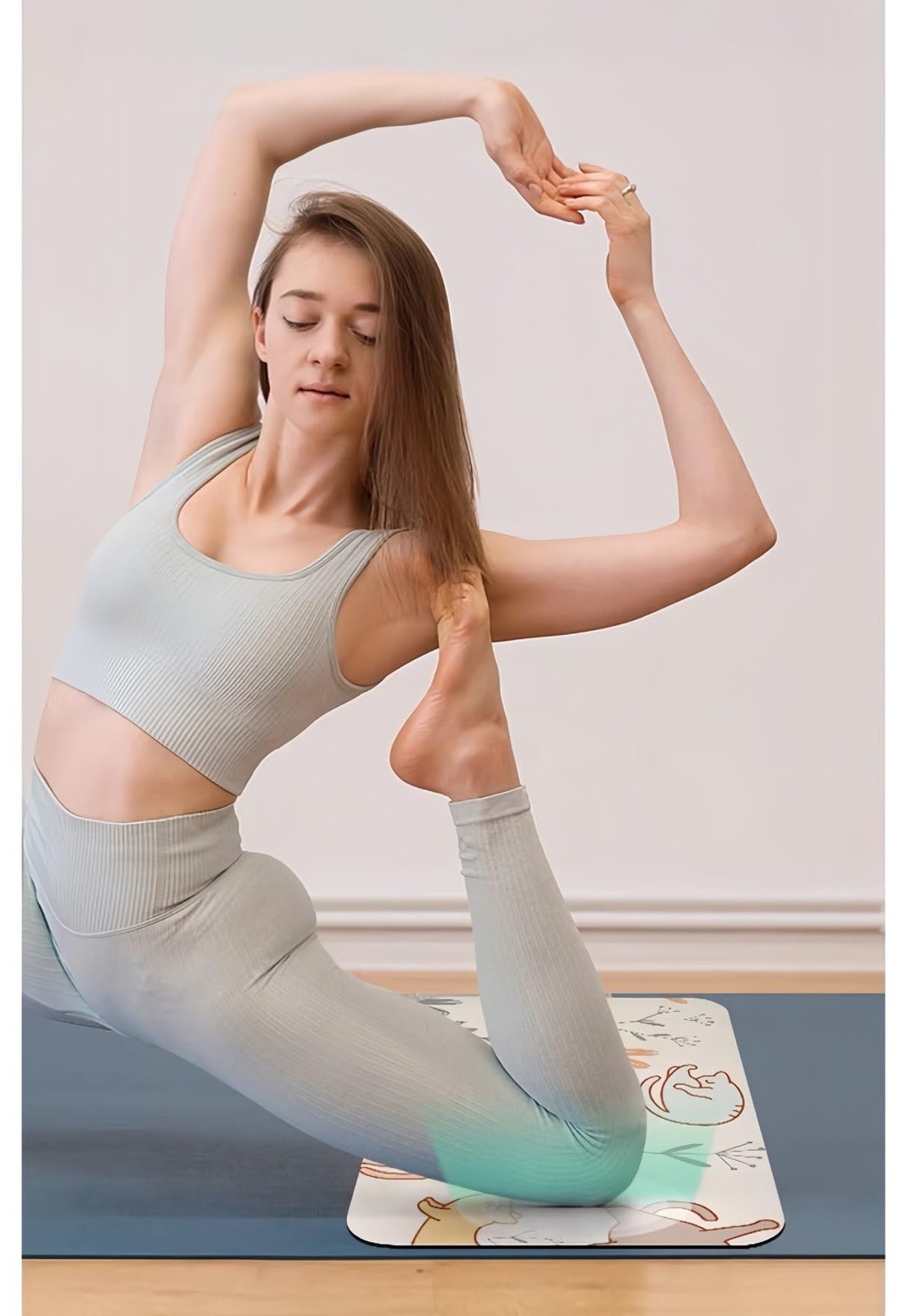 Mini Yoga Mat with Playful Cat Design, Yoga Knee Pads,Double-Sided Non-Slip, …