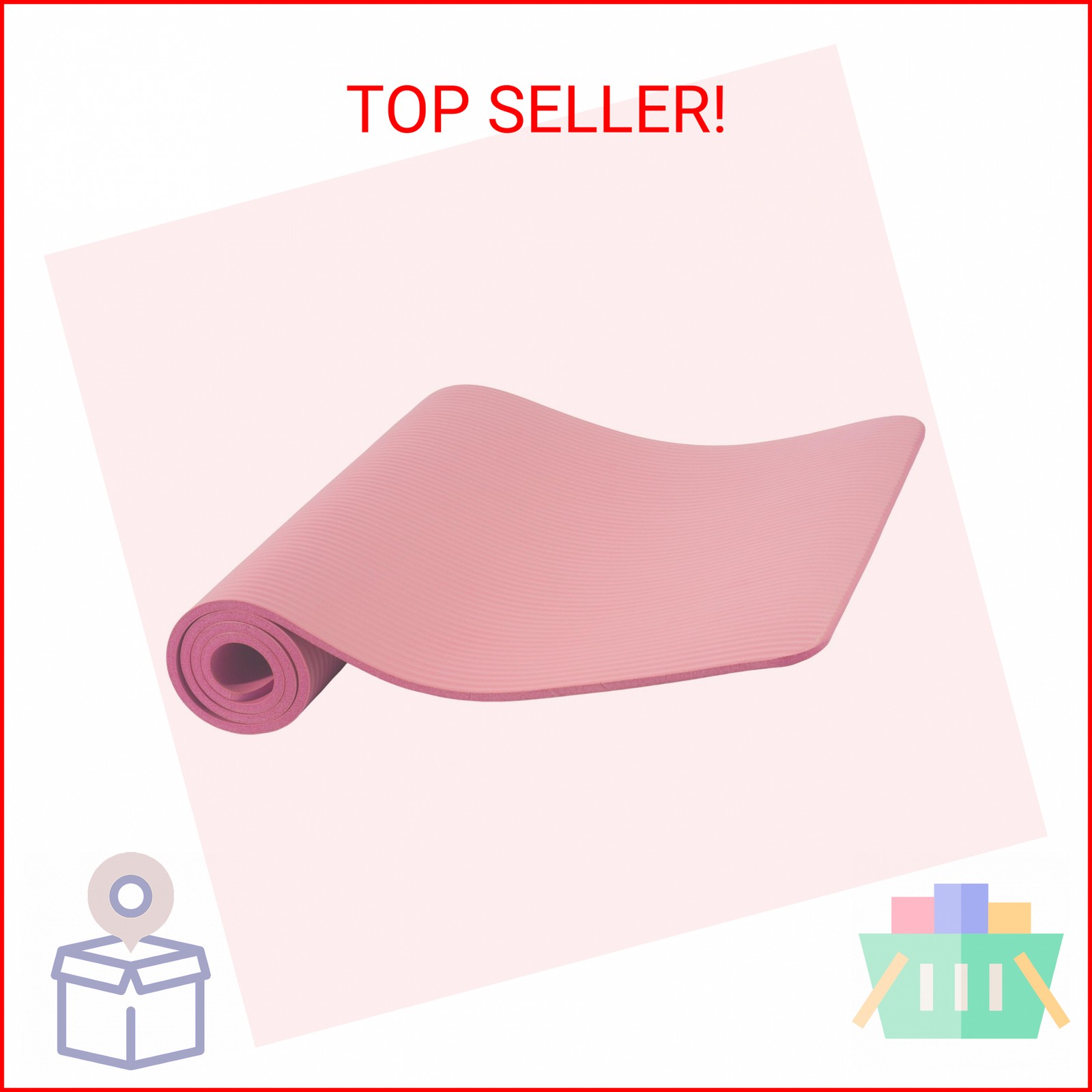 Fitvids 1/2-Inch Thick High Density Foam Exercise Yoga Mat with Carrying Strap,