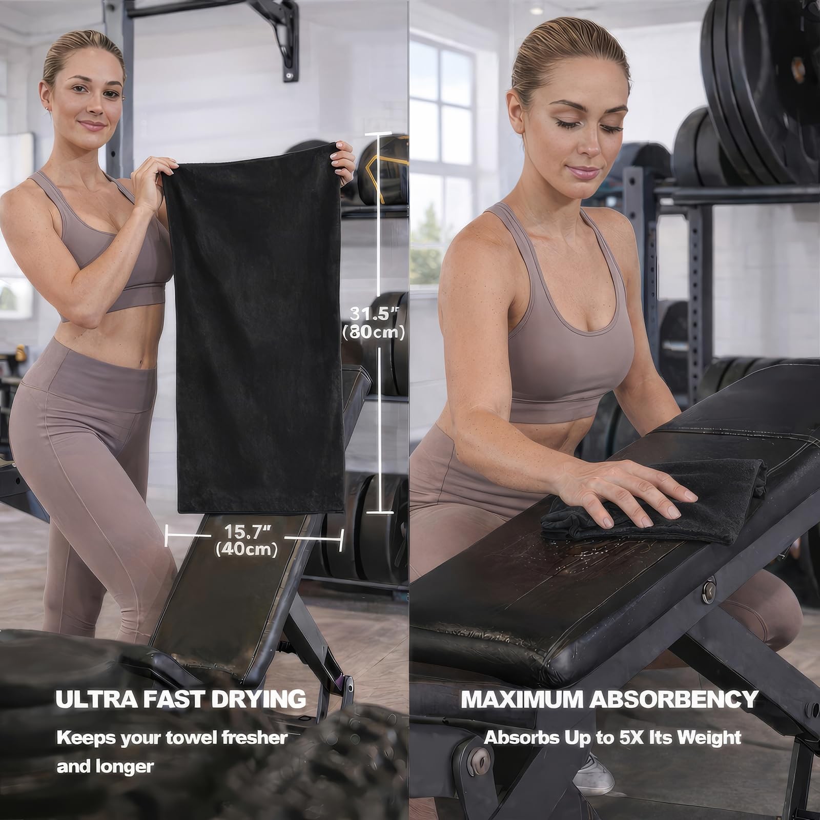 Eunzel Microfiber Workout Towelquick Dry Silver Ion Absorbent Sweat Gym Towel