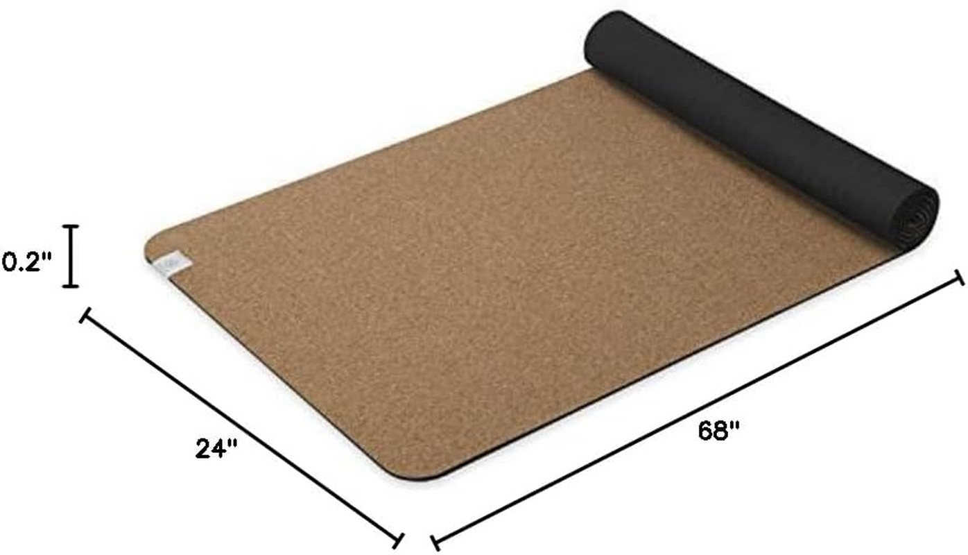 Cork Yoga Exercise Mat | Natural Sustainable Cork Resists Sweat and Odors | Non-