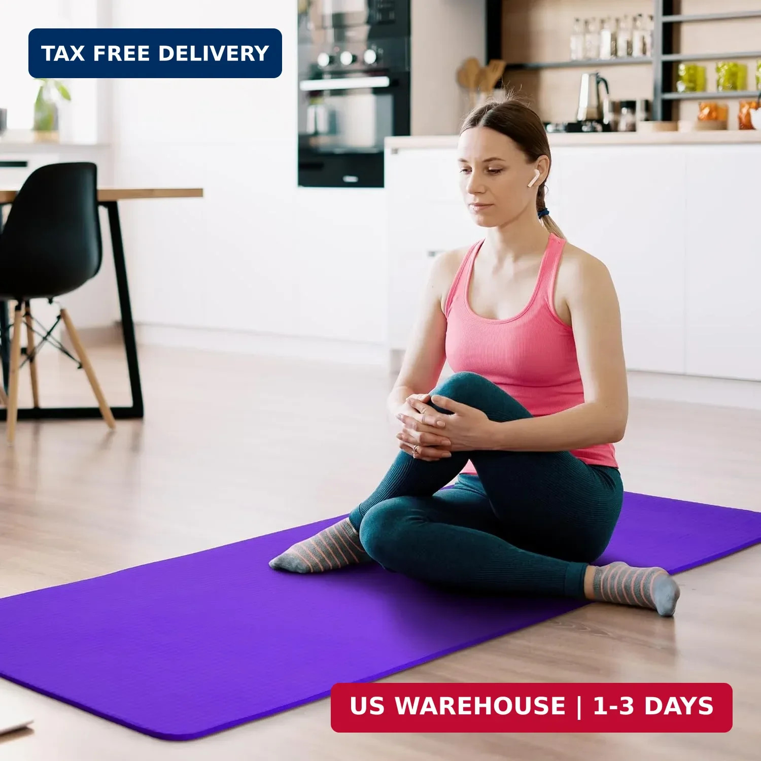 Fitvids Yoga Mat, 1/2-Inch Extra Thick High Density Exercise Mat, Anti-Tear Exer