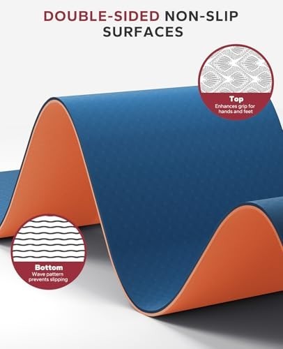 Extra Wide Non-Slip Yoga Mat 72″x36″x6mm, Durable Eco-Friendly Exercise Mat + Ba