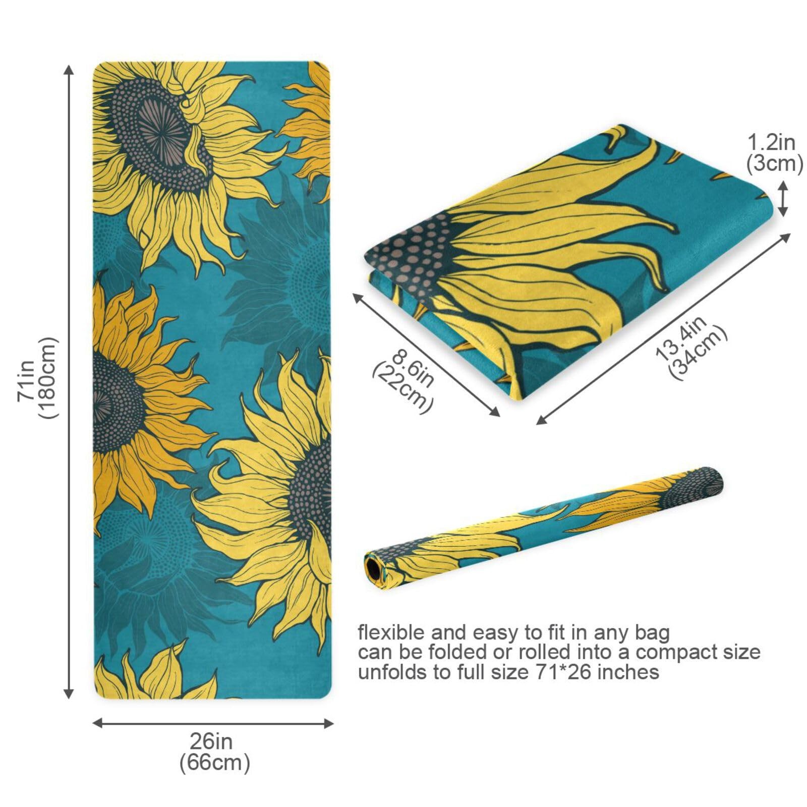 Sunflower Yoga Mat Home Workout Fitness Women Non Slip Storage Bag