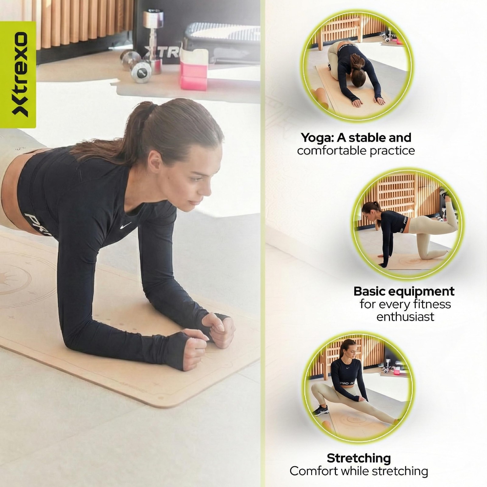 XTREXO Eco-Friendly and Non-Slip Yoga Mat TPEMaterial 183x61x0.6…