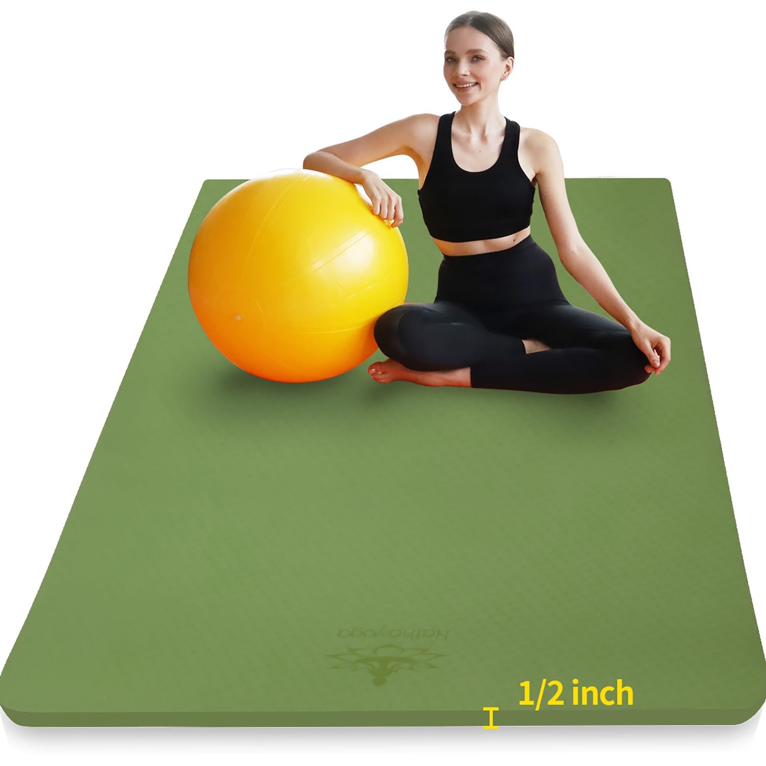 Large TPE Yoga Mat 6’x4’x1/2″ Extra Thick Non-Slip Exercise Mat – for Yoga Pi…